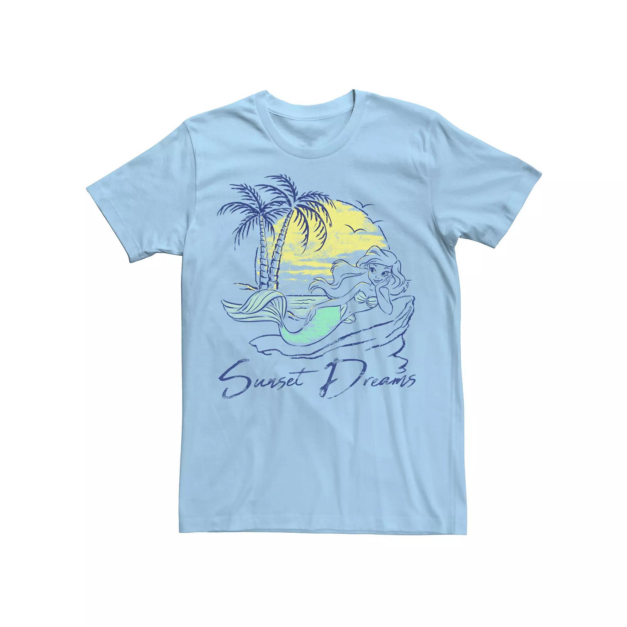 Men's Disney Princess Ariel Sunset Dreams Sketch Tee, Size: 3XL, Light Blue Product Image