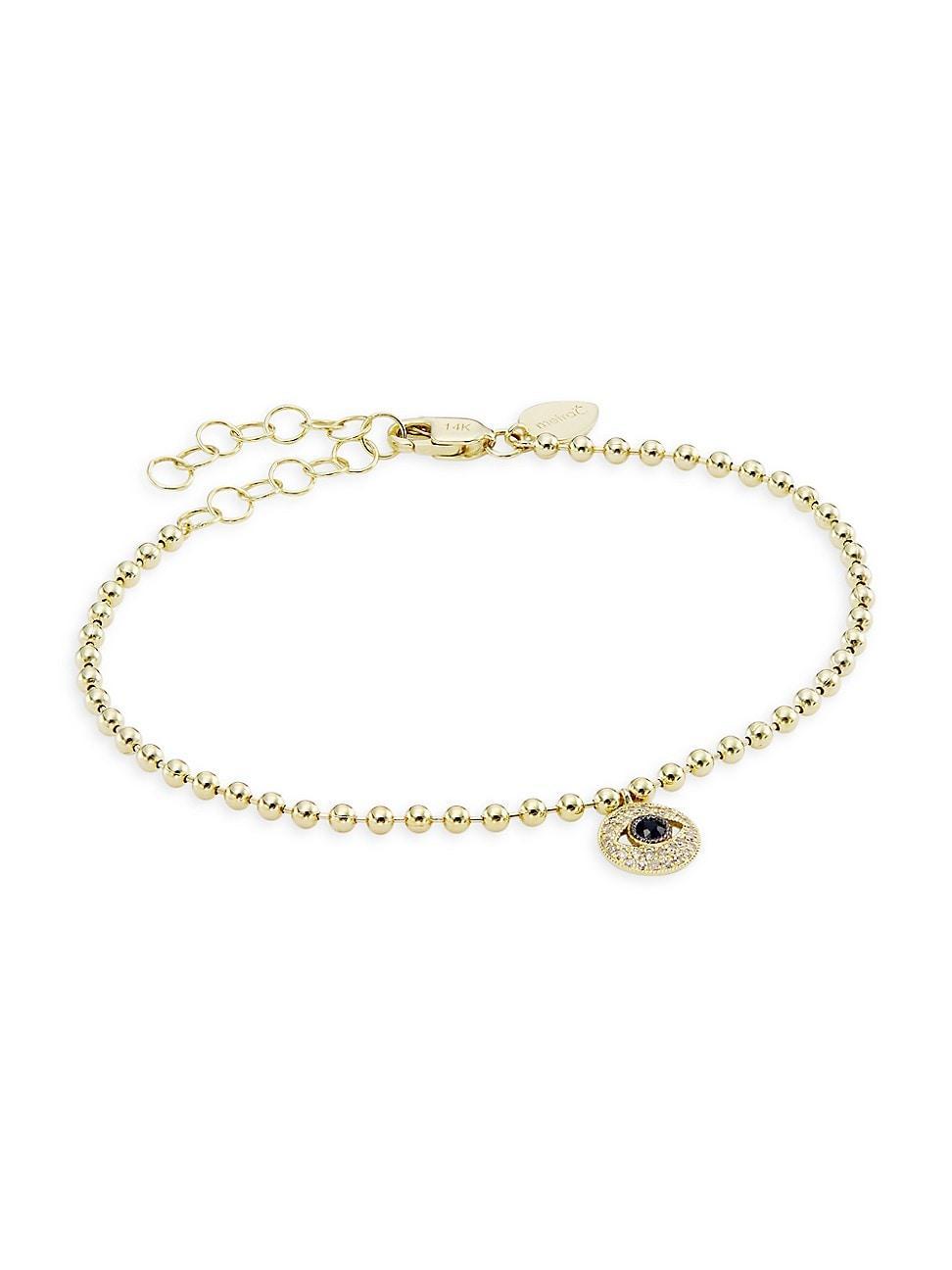 Meria T 14K Yellow Gold Diamond & Sapphire Evil Eye Bracelet Product Image
