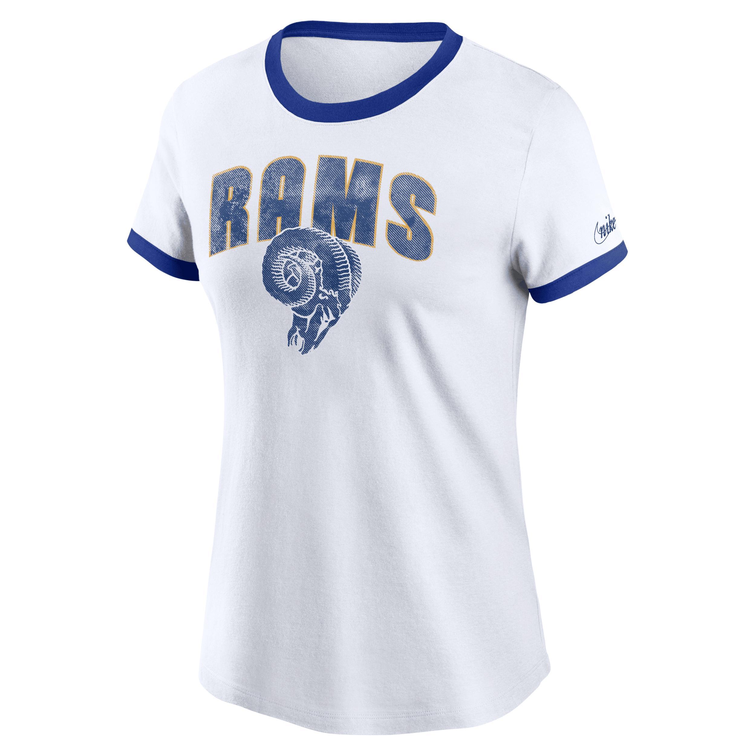Women's Nike White Los Angeles Rams Rewind Ringer T-Shirt, Size: 2XL Product Image