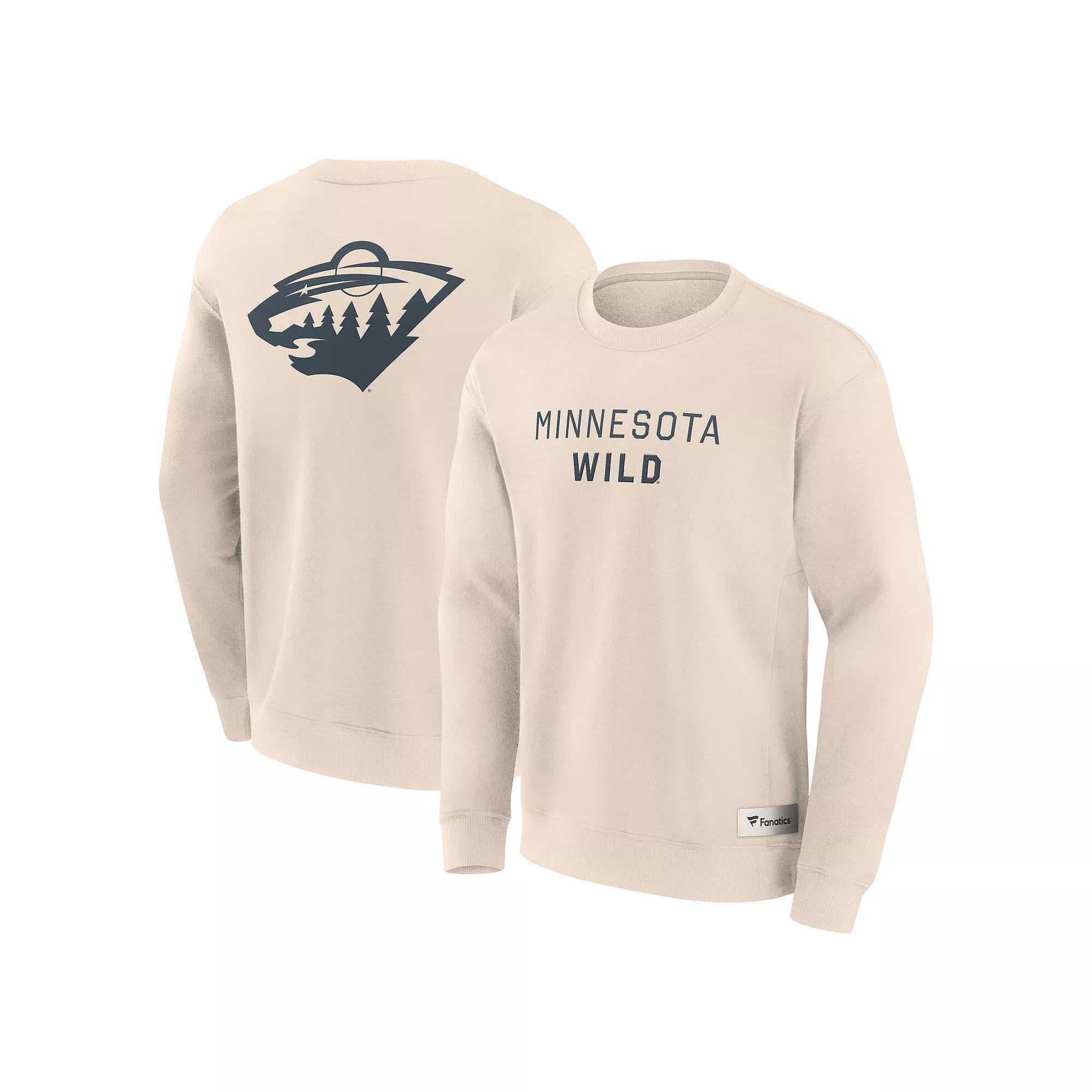 Men's Fanatics Cream Minnesota Wild Elements Future Ground Lettering Pullover Sweatshirt, Size: 2XL, Beige Product Image
