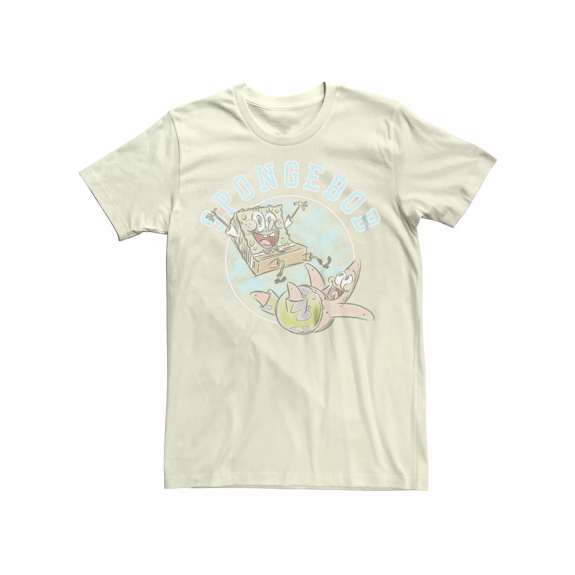 Juniors' SpongeBob SquarePants Chalk Sketch Boyfriend Graphic Tee, Women's, Size: Large, Natural Product Image