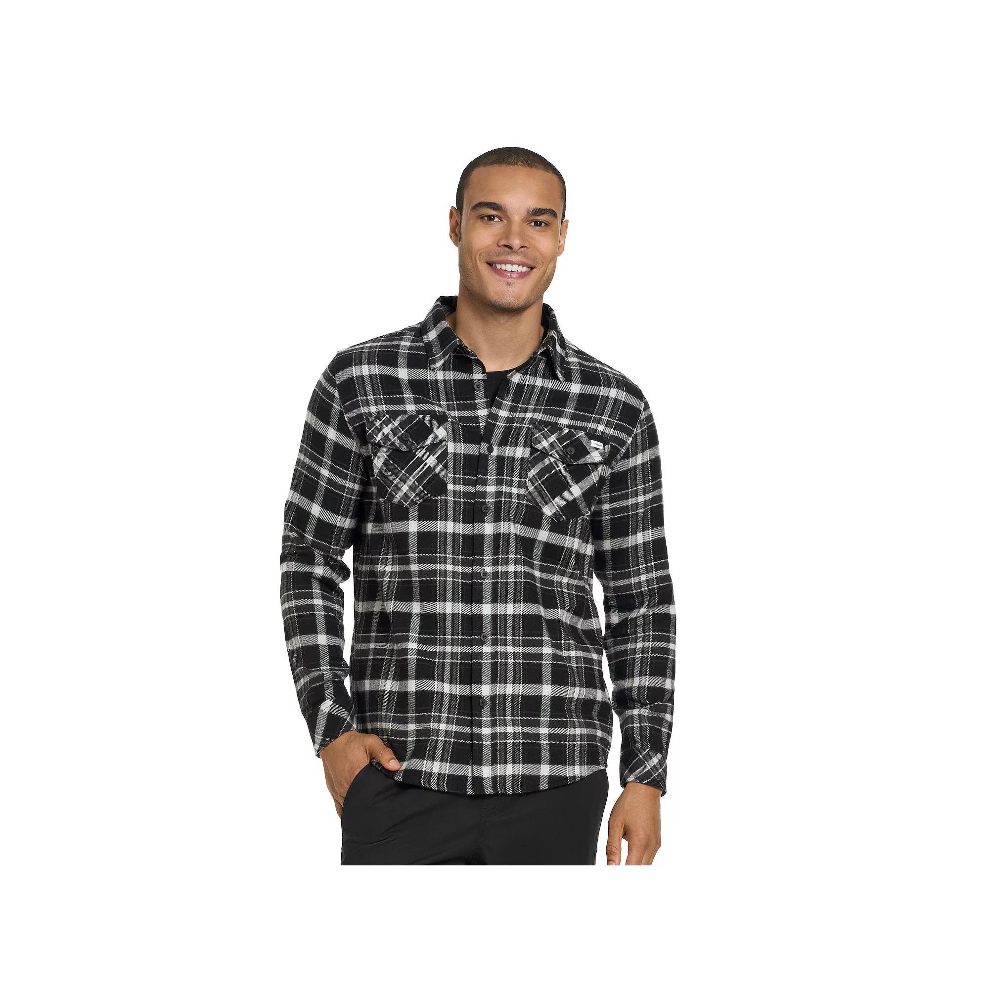 Men's Hurley Long Sleeve Button Down Flannel, Size: XXL, Black Product Image