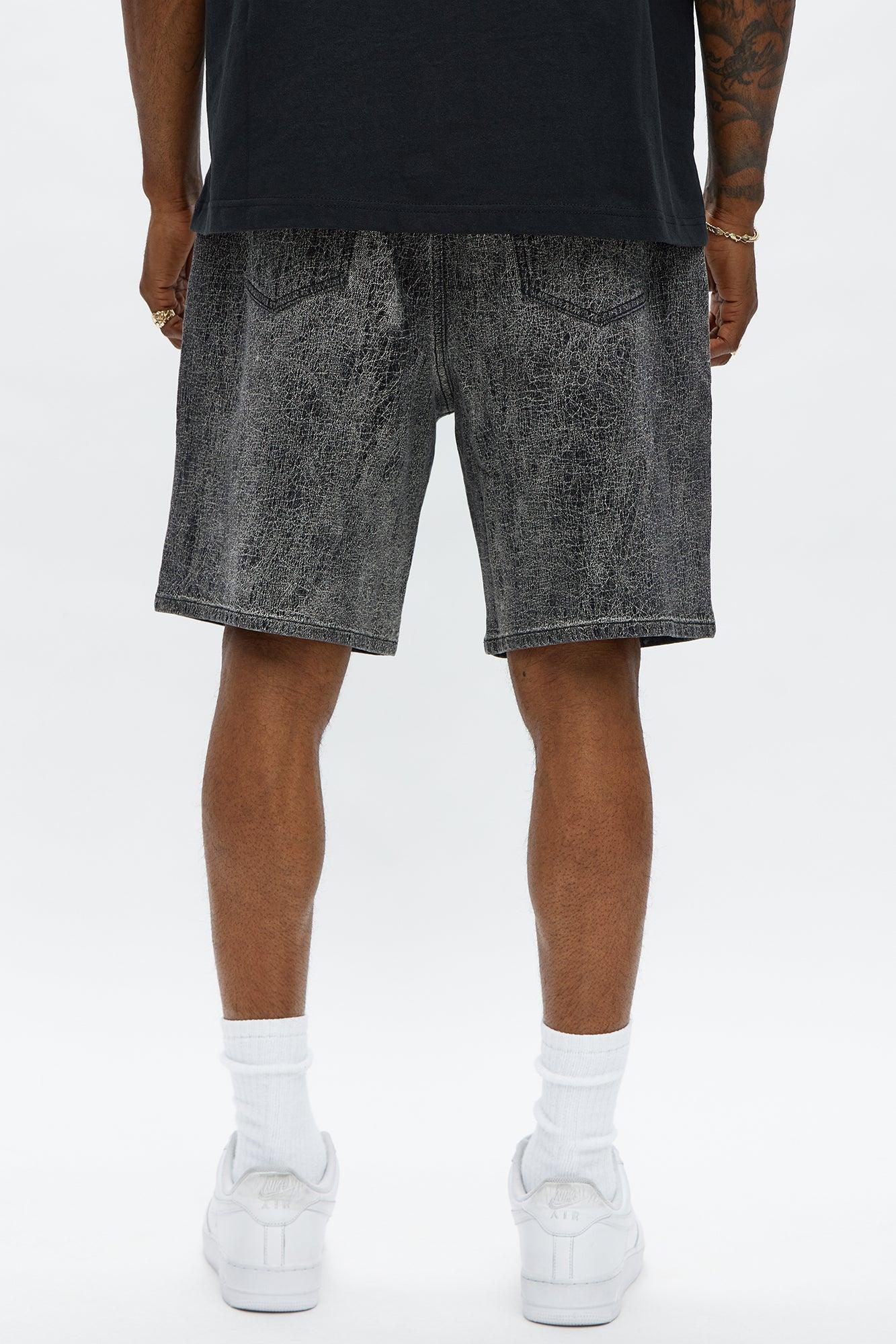 Relaxed Crack The Code Denim Shorts - Grey Product Image