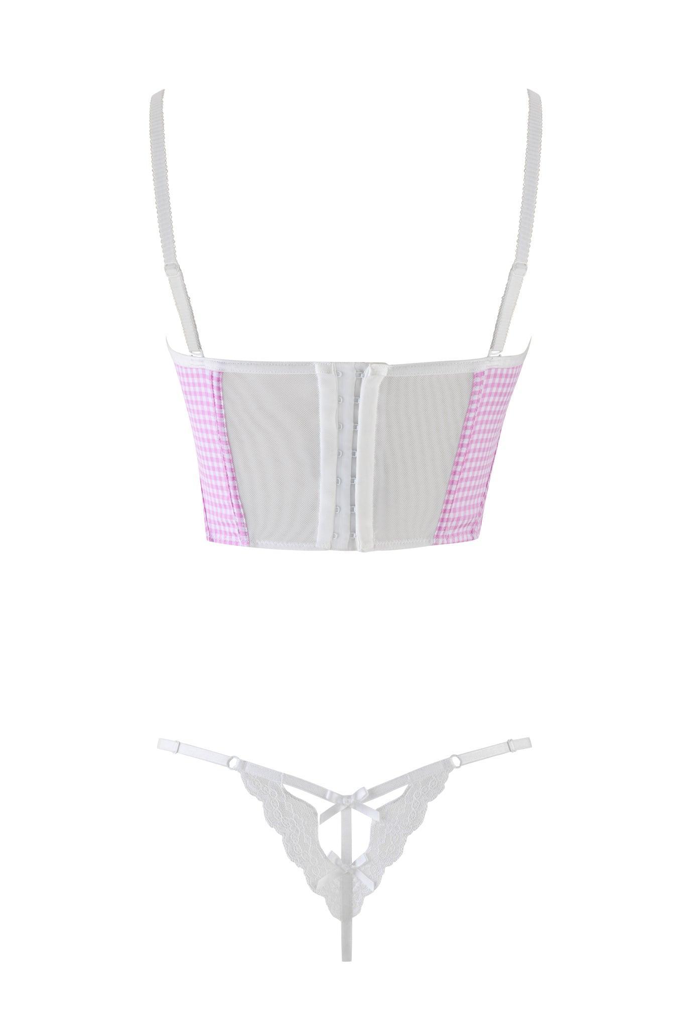 JENNY 2.0 BUSTIER SET - PINK : PINK GINGHAM Product Image
