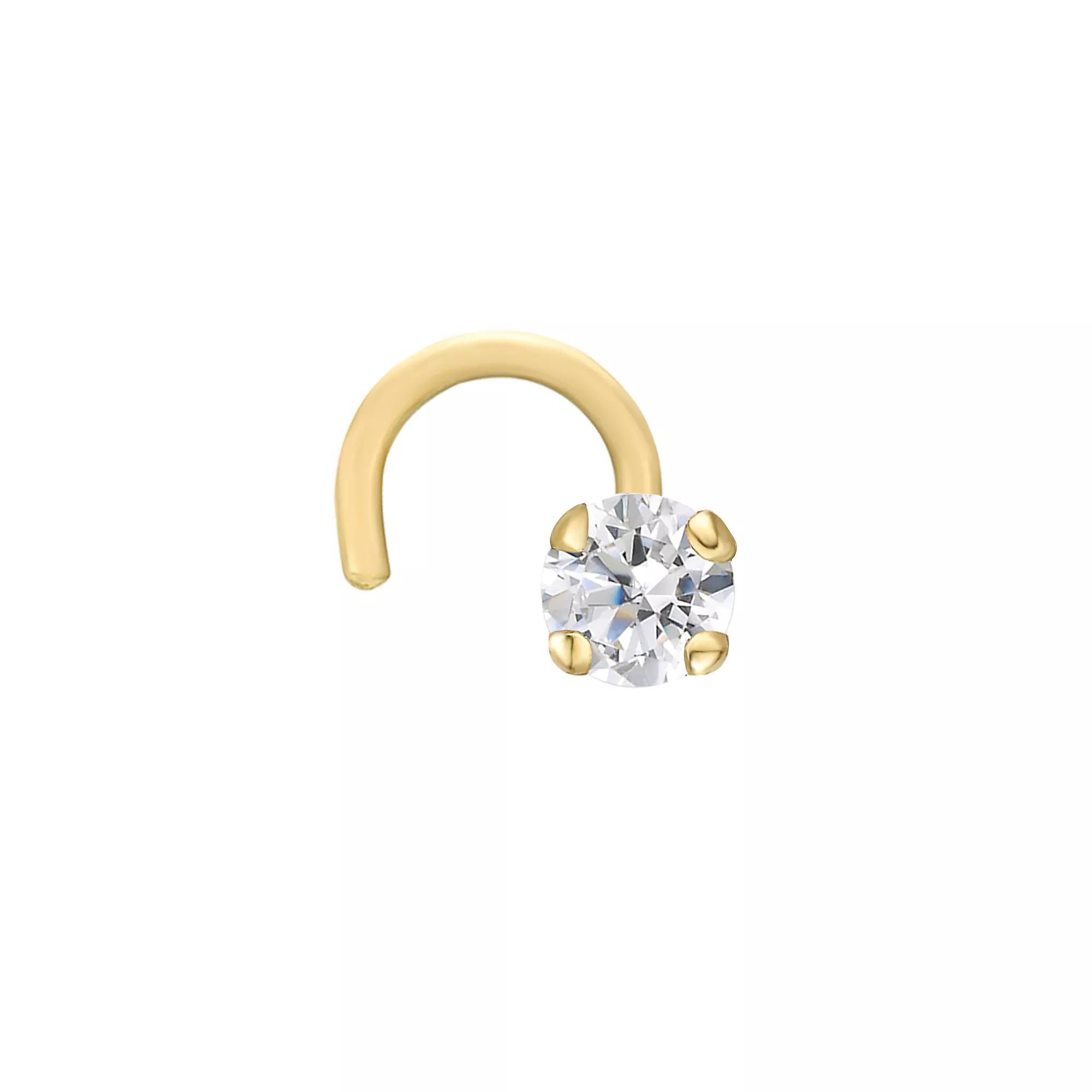 Lila Moon 14k Gold Curved Prong Diamond Accent Nose Stud, Women's Product Image