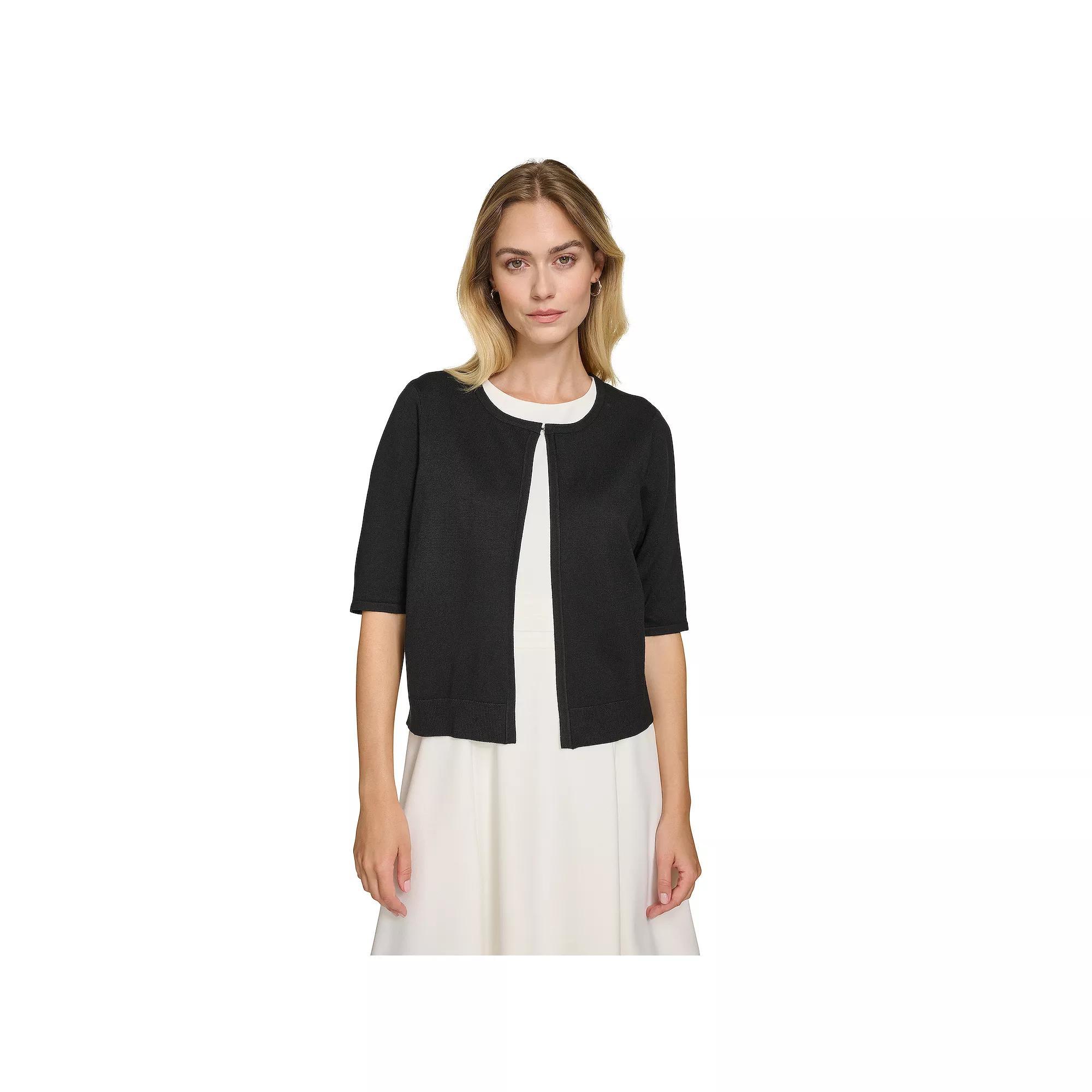Women's Harper Rose Elbow Sleeve Cropped Cardigan, Size: XL, Black Product Image