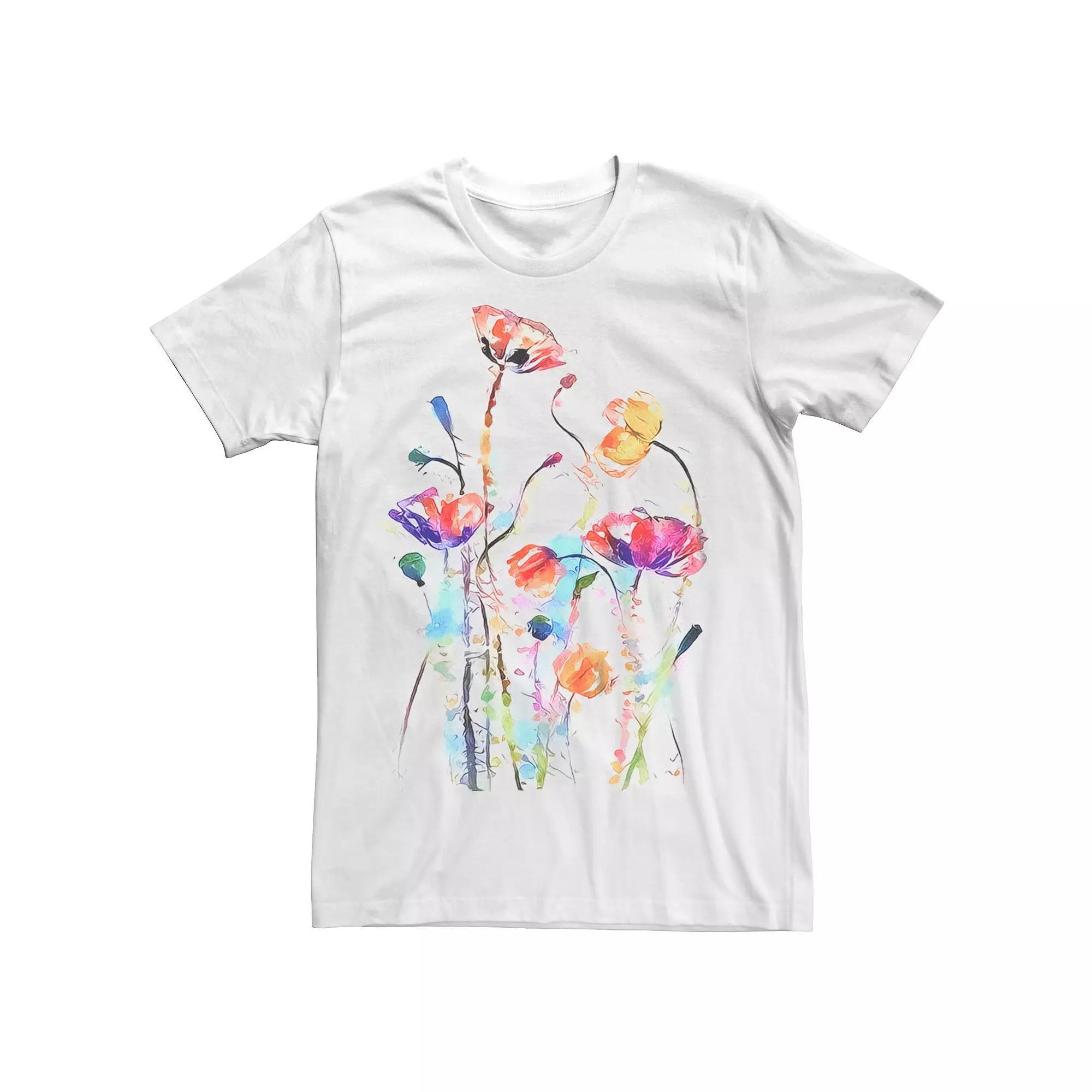 Men's Flowers Art Graphic Tee, Size: Medium, Light Blue Product Image