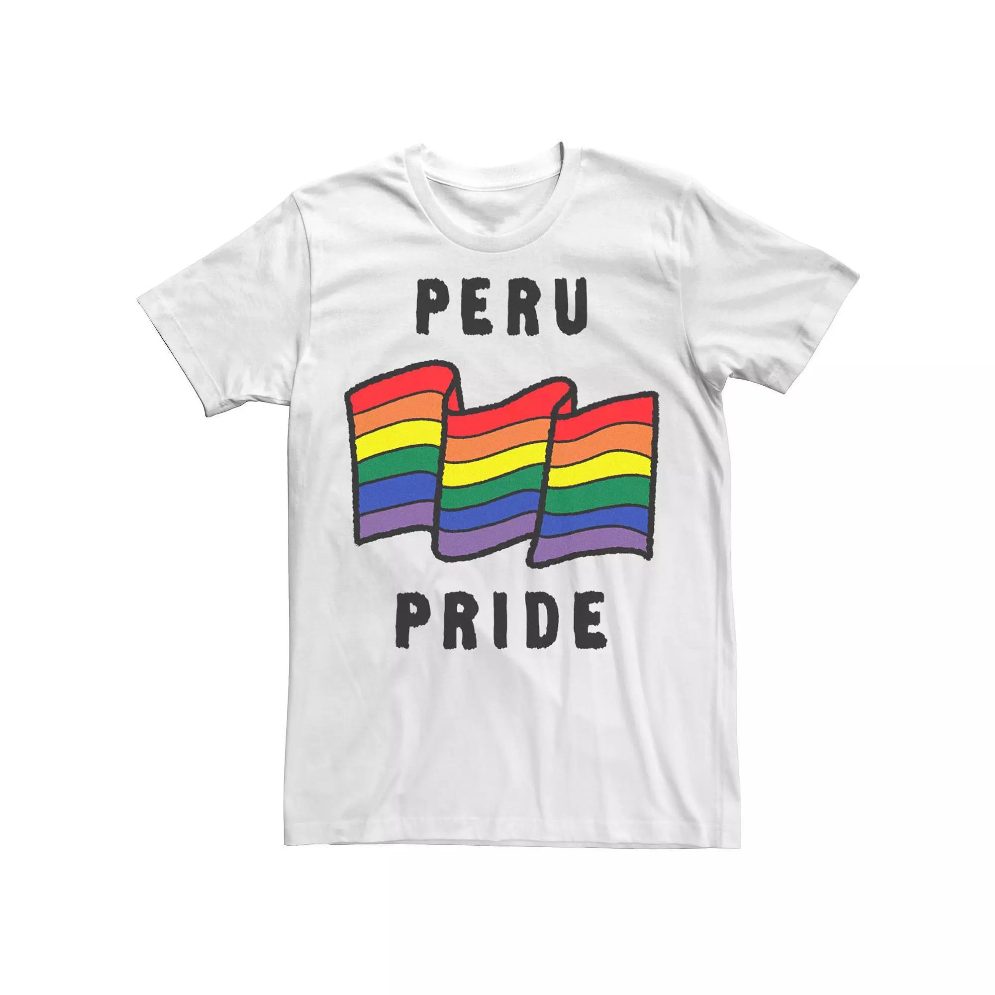 Men's Gonzales Peru Pride Sketched Flag Tee, Size: XXL, White Product Image