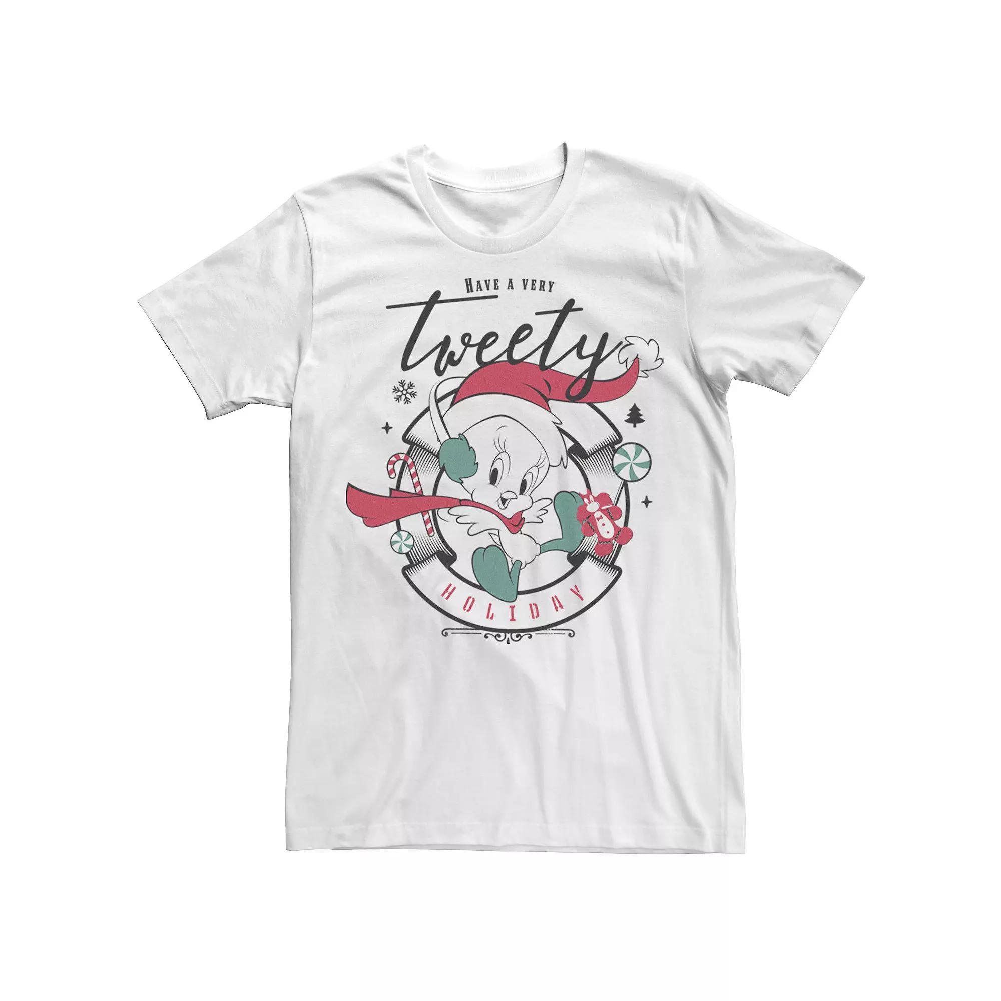 Men's Looney Tunes Christmas Have A Very Tweety Holiday Tee, Size: Small, White Product Image