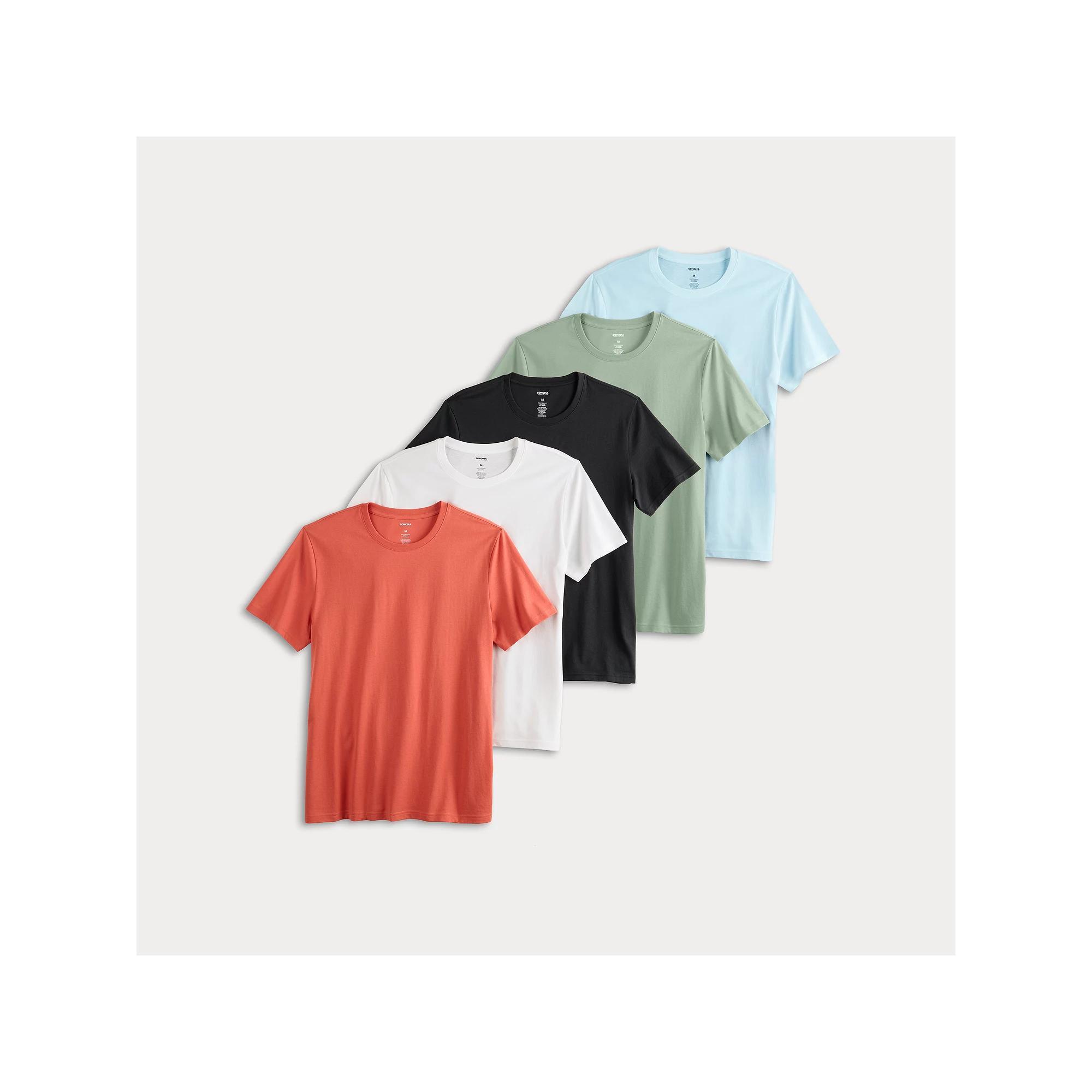 Men's Sonoma Goods For Life® Supersoft 5-Pack Crewneck Tees, Size: XL, Oliveneutral Teampack Product Image