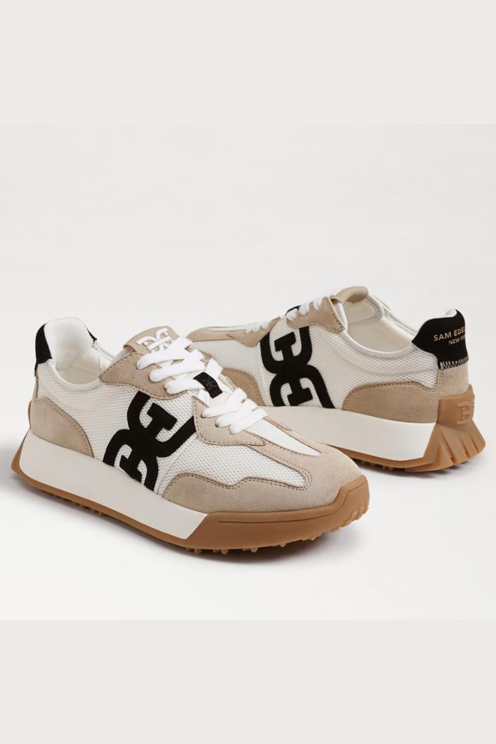 Langley Lace Up Sneaker - White/Tan/Black Suede Product Image