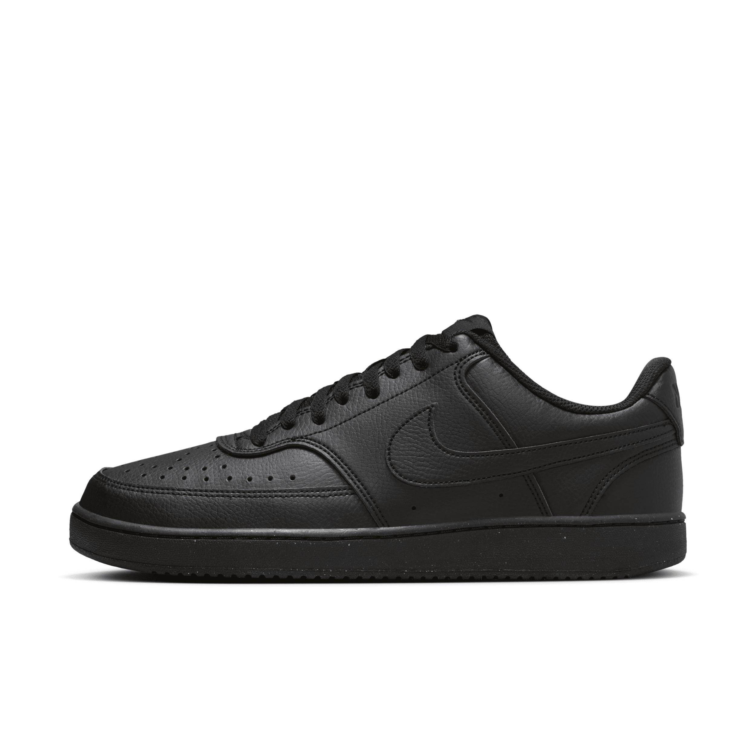Nike Men's Court Vision Low Next Nature Casual Shoes in Black/Black Size 11.5 Leather Product Image