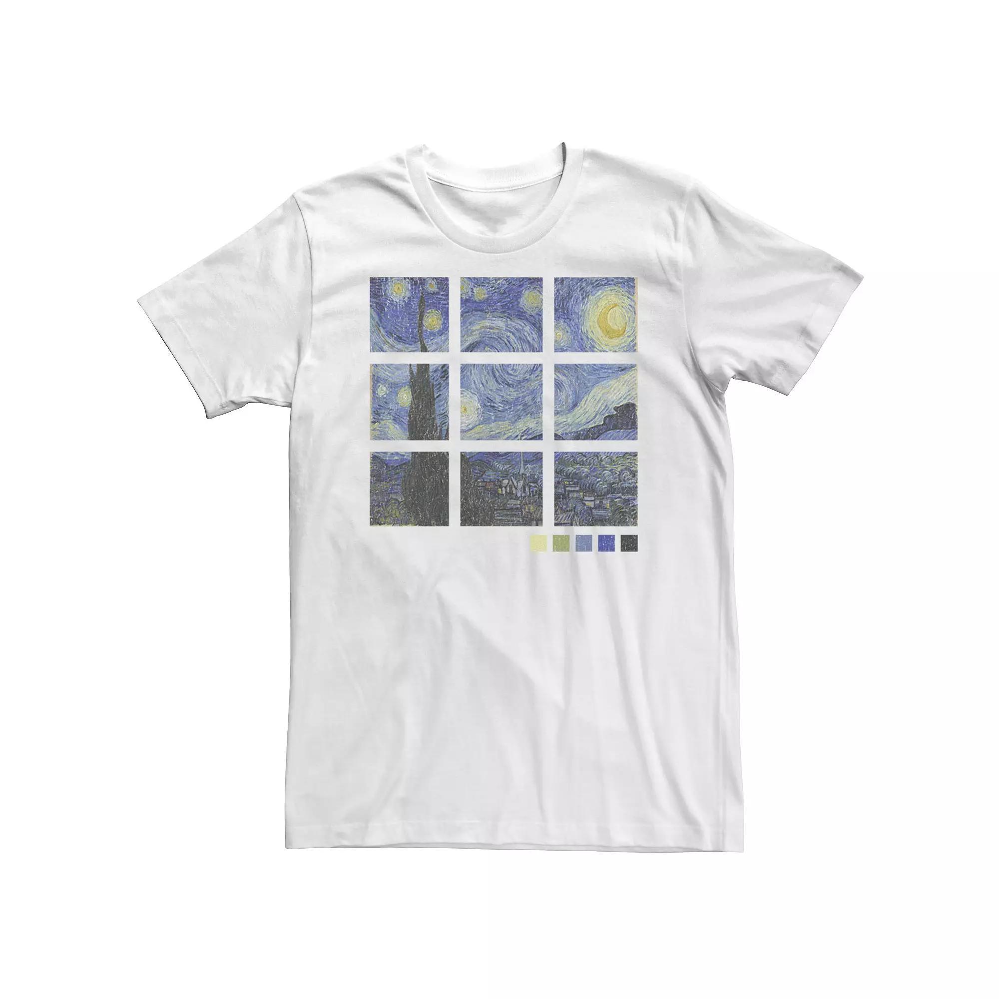 Big & Tall Trendy Vincent van Gogh "The Starry Night" Squares Tee, Men's, Size: 4XL, White Product Image