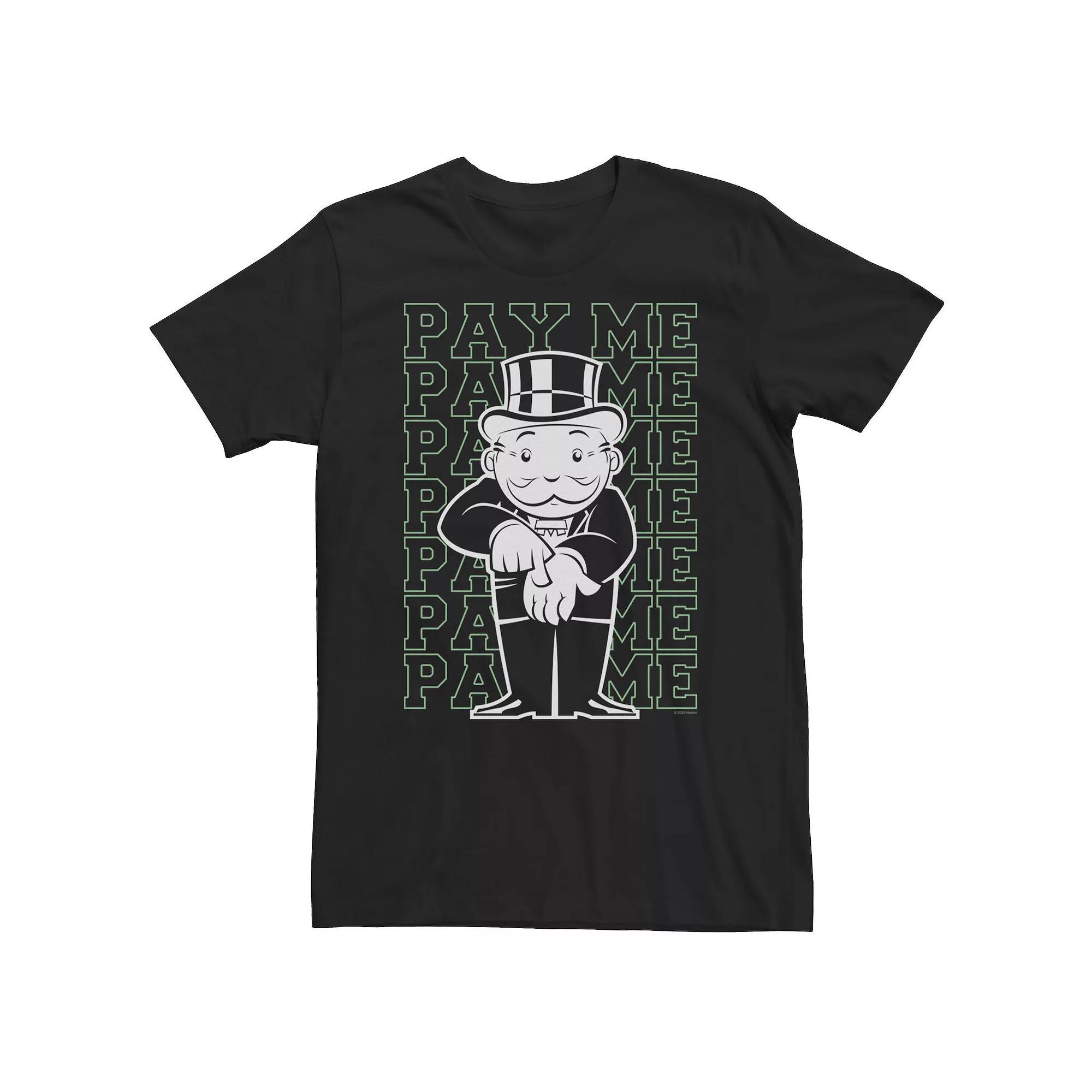 Big & Tall Monopoly Rich Uncle Pennybags Pay Me Tee, Men's, Size: 4XL, Black Product Image
