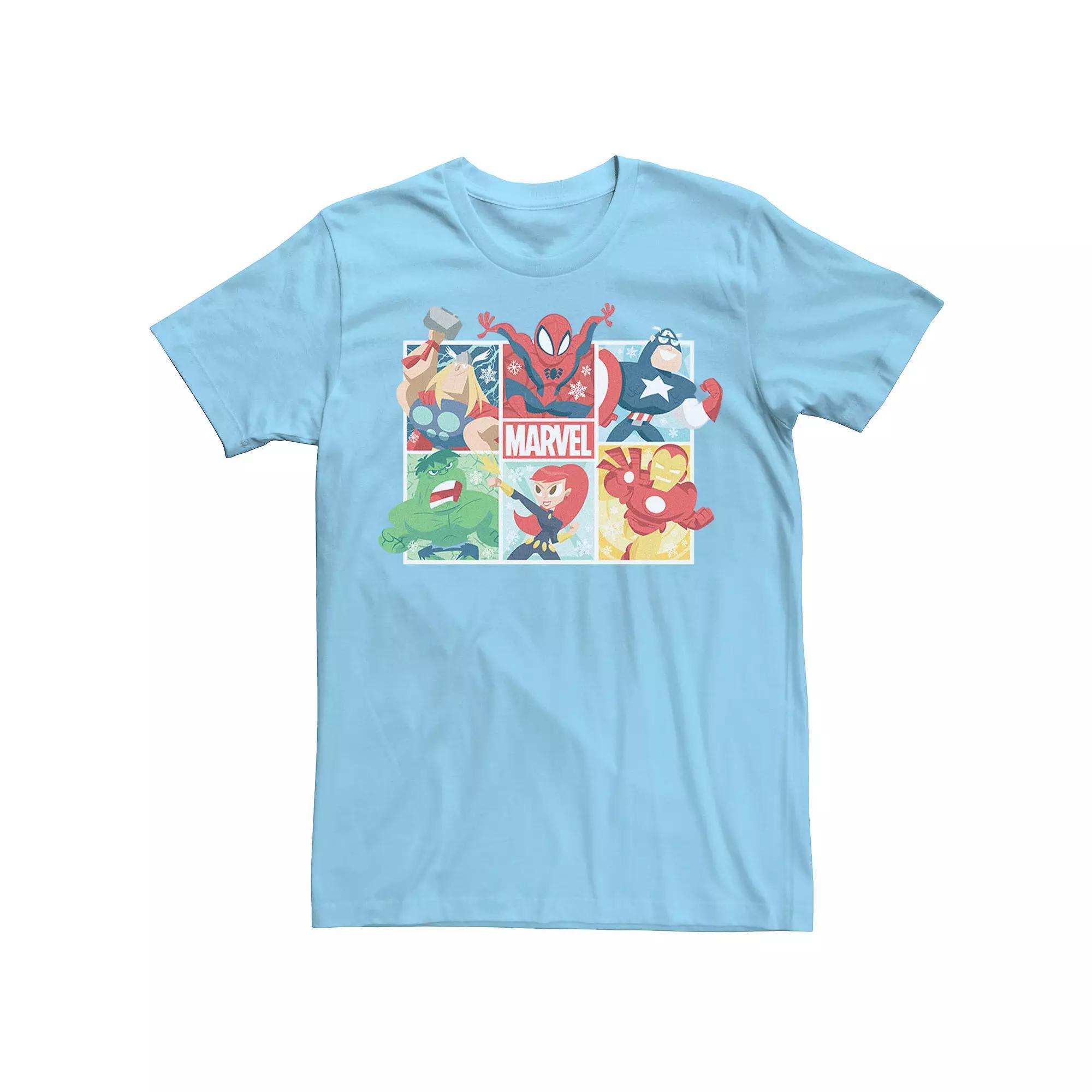 Men's Marvel Avengers Cartoon Comic Panels Tee, Size: 3XL, Light Blue Product Image