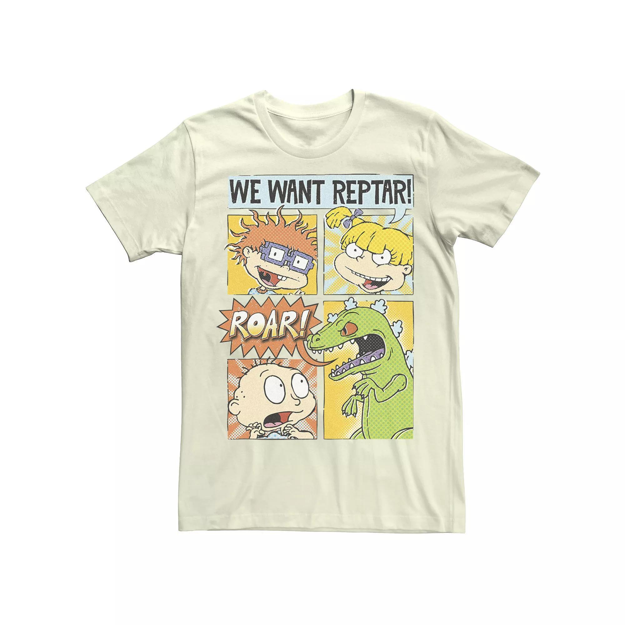 Men's RugRats Chuckie Tommy & Angelica Don't Be A Baby Tee, Boy's, Size: Medium, Natural Product Image
