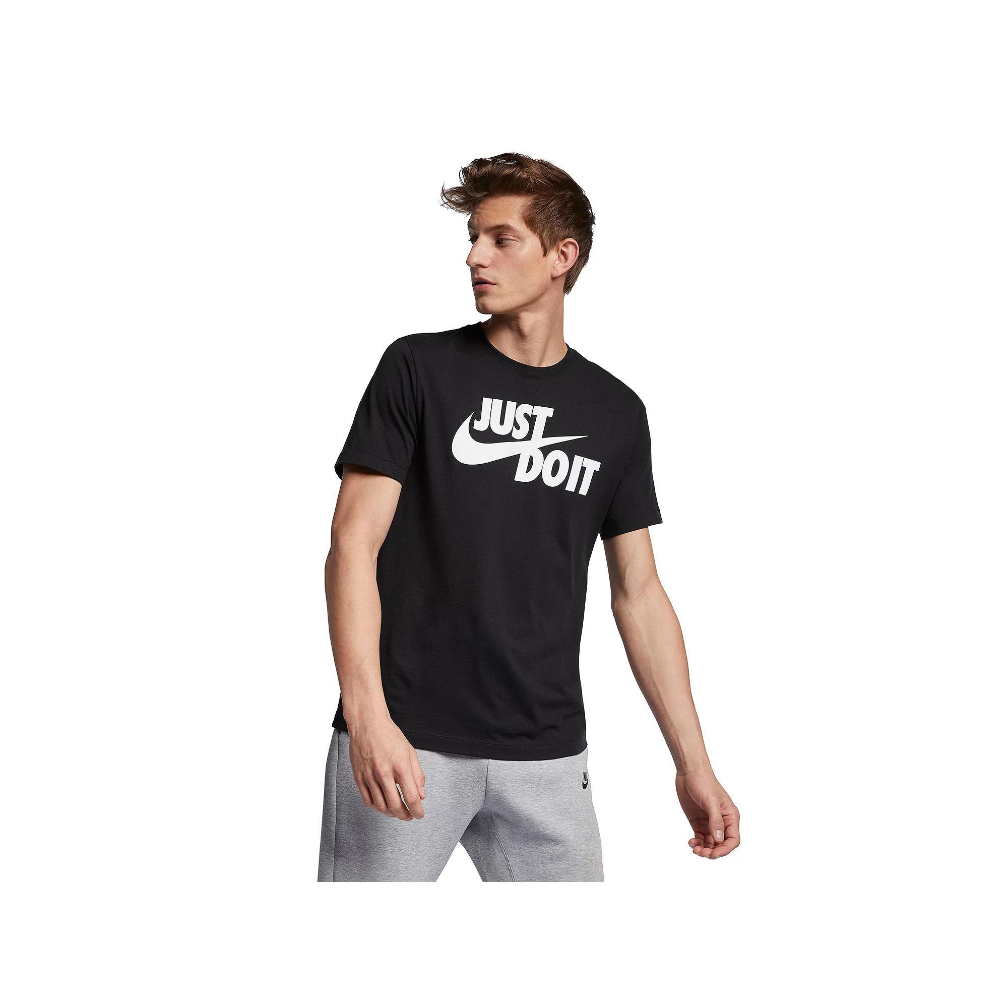 Men's Nike "Just Do It" Logo Tee, Size: Small, Black White Product Image
