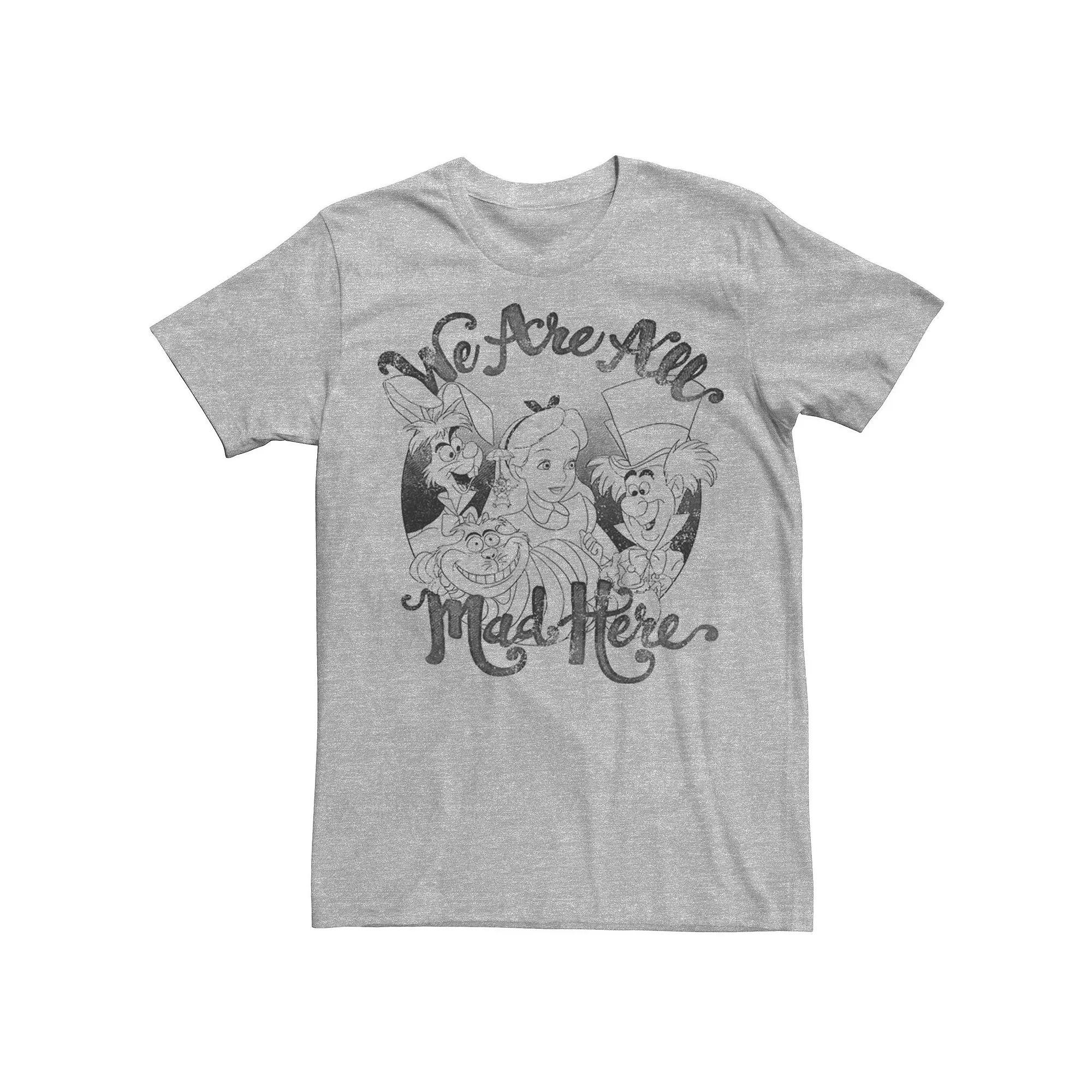 Disney's Alice In Wonderland Men's Group Shot "We Are All Mad Here" Tee, Size: Medium, Natural Product Image