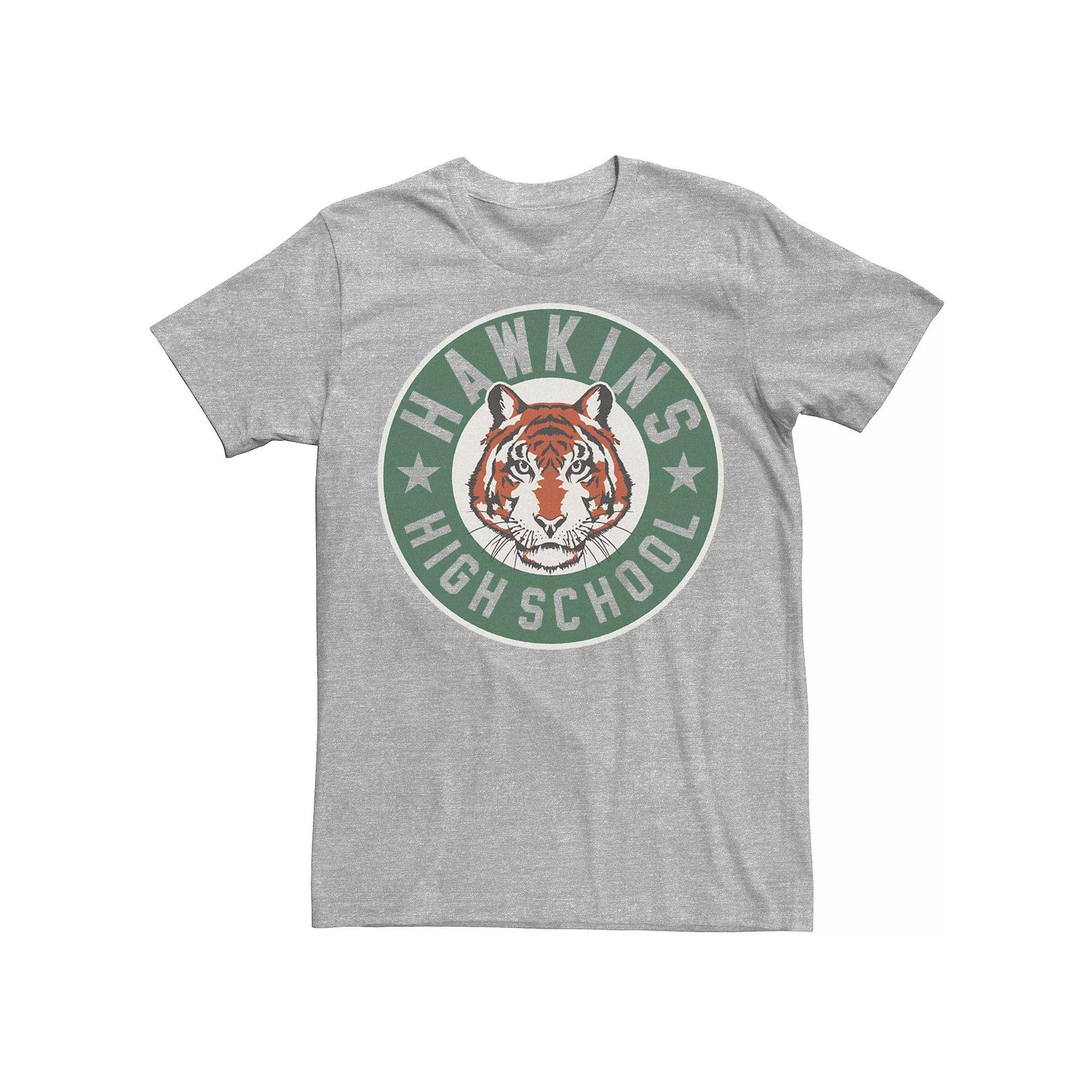 Men's Netflix Stranger Things Hawkins High School Tigers Logo Tee, Size: XXL, Athletic Grey Product Image