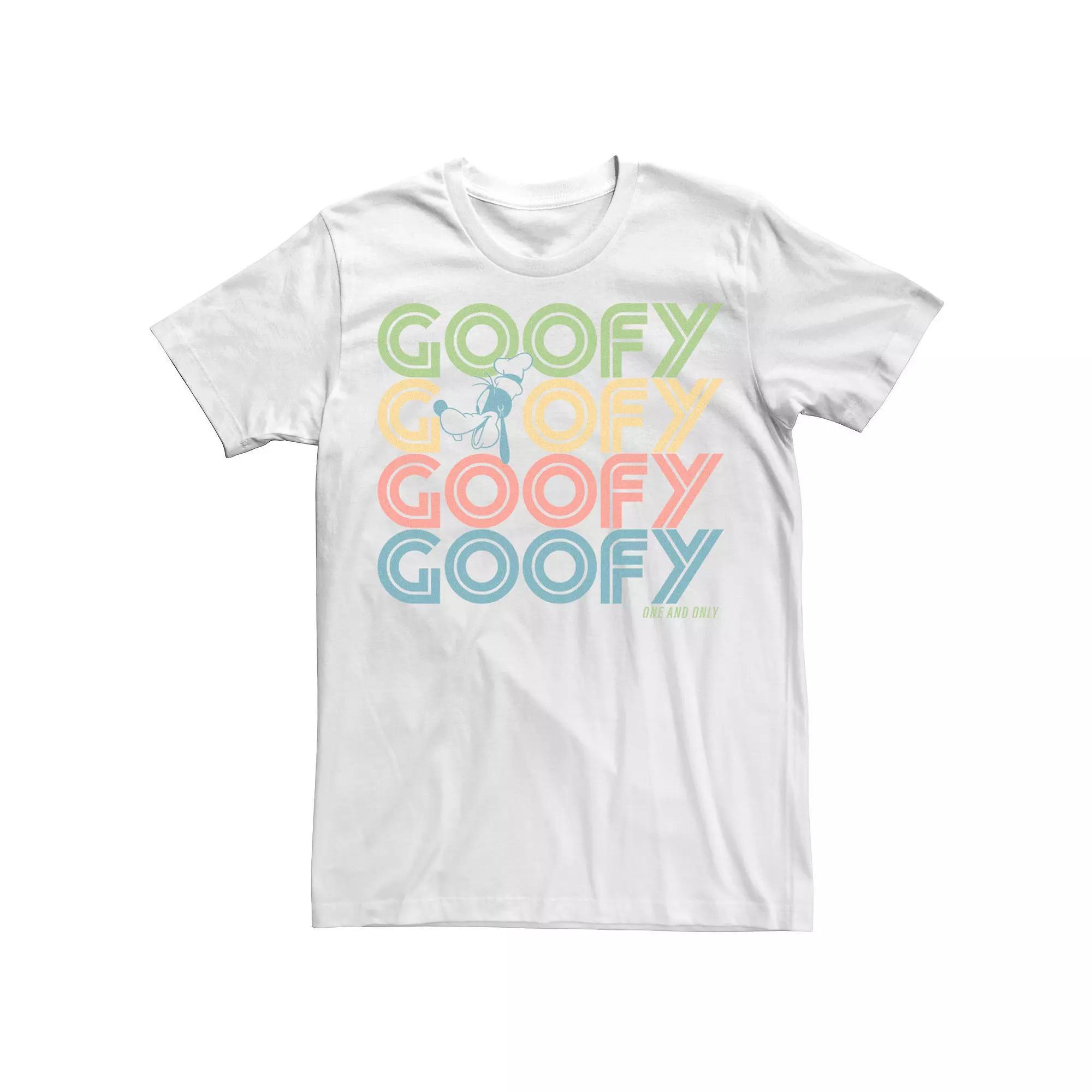 Disney's Goofy Head Portrait Name Stack Men's Tee, Size: Large, White Product Image