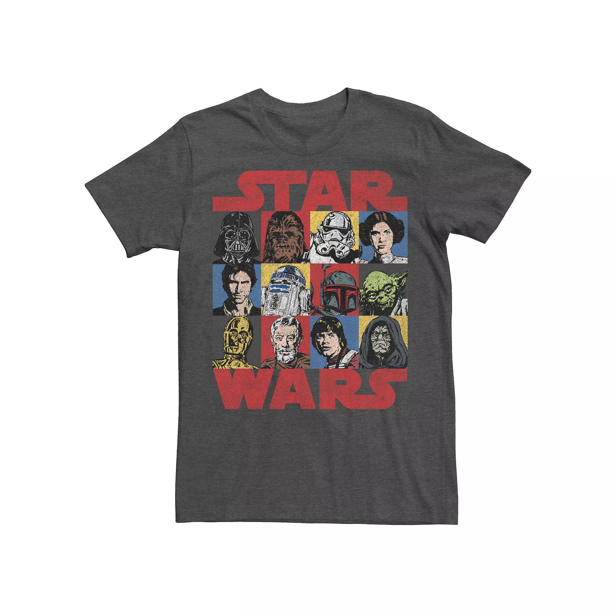 Men's Star Wars Heroes & Villains Headshot Box Up Tee, Size: Large, Grey Heather Product Image