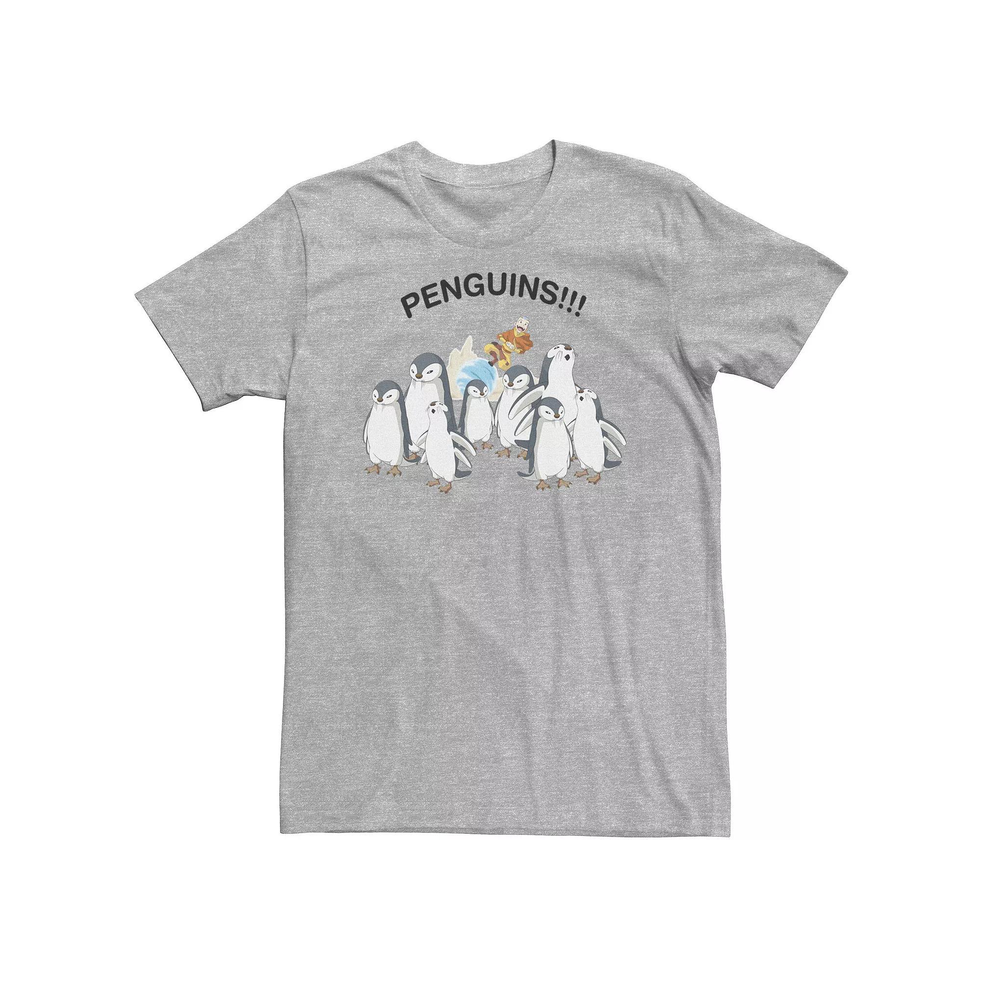 Big & Tall Nickelodeon Avatar The Last Airbender Aang "Penguins!!!" Portrait Tee, Men's, Size: XXL Tall, Athletic Grey Product Image
