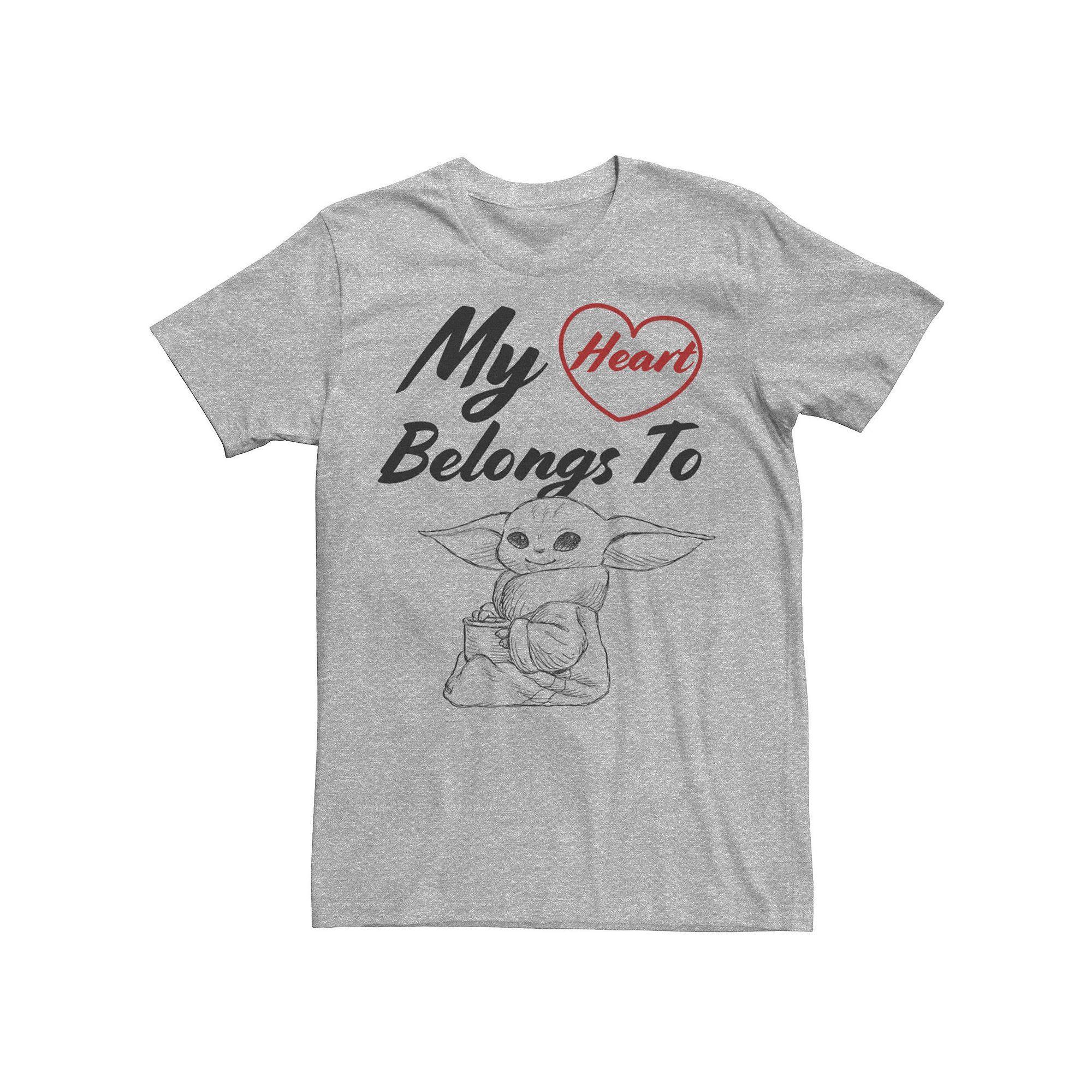 Men's Star Wars The Mandalorian The Child My Heart Belongs To Tee, Size: Medium, Athletic Grey Product Image