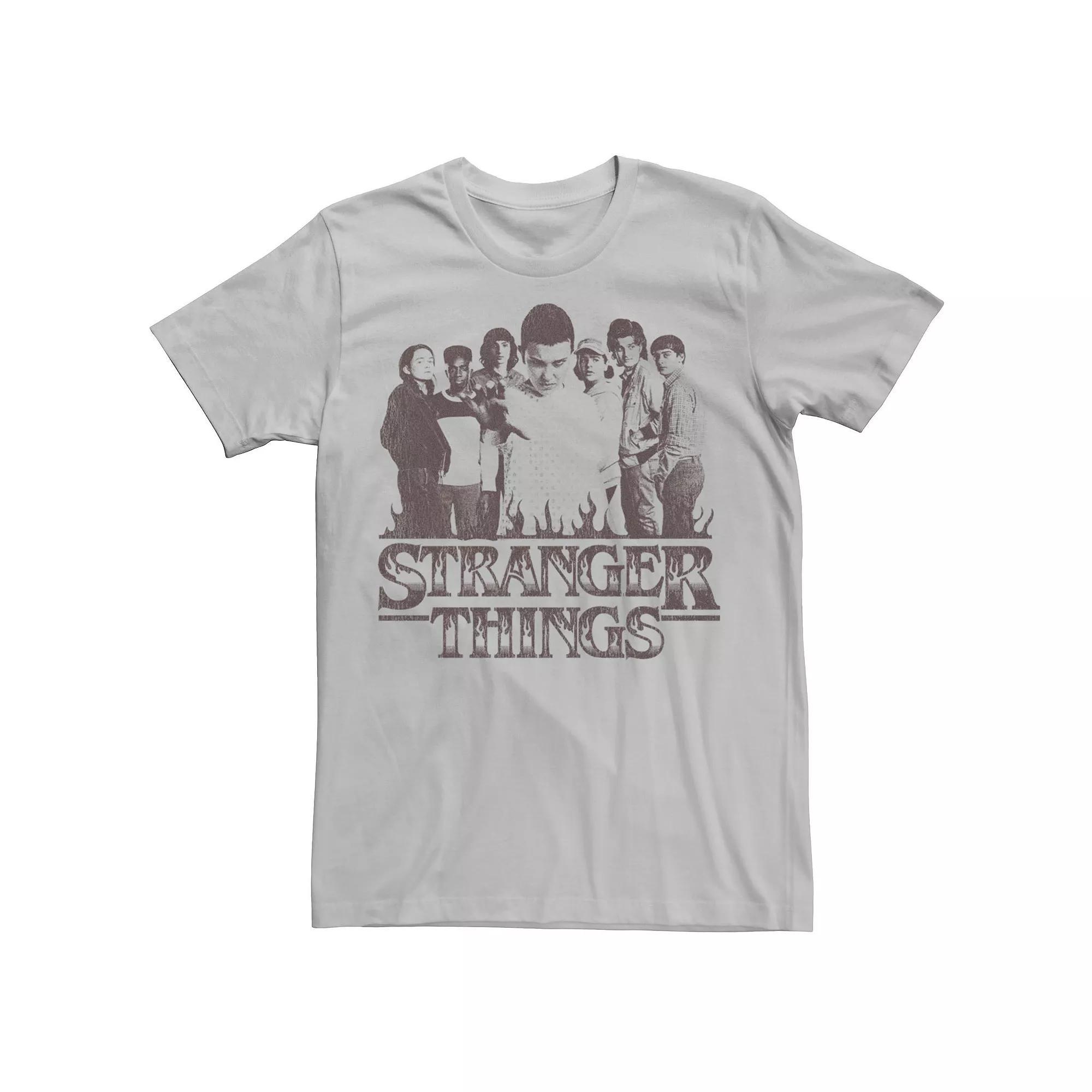 Men's Netflix Stranger Things Eleven And Friends Tee, Size: Large, Silver Product Image