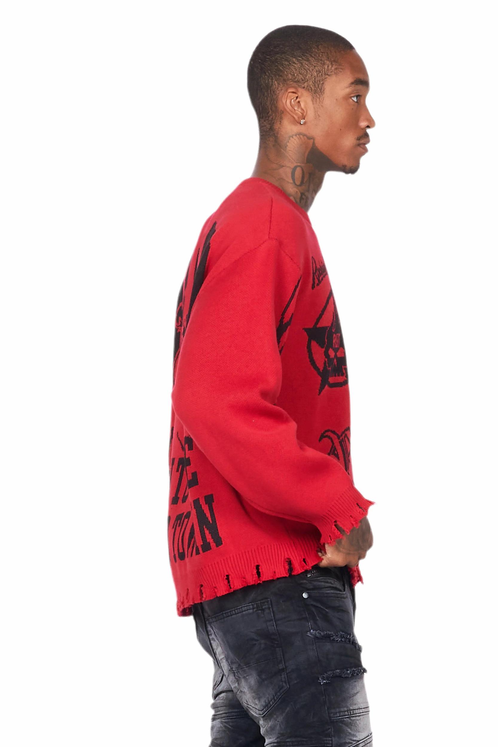 Fagan Red Knit Sweater Male Product Image