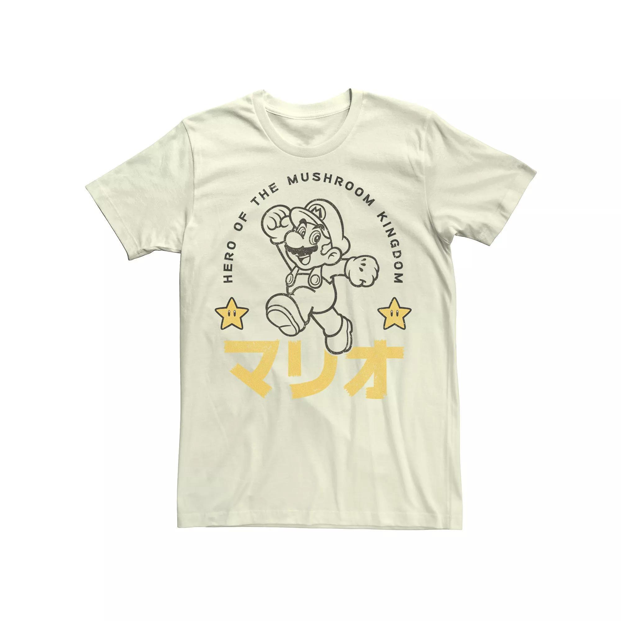 Men's Nintendo Super Mario Hero Stars Kanji Portrait Tee, Size: Medium, Natural Product Image
