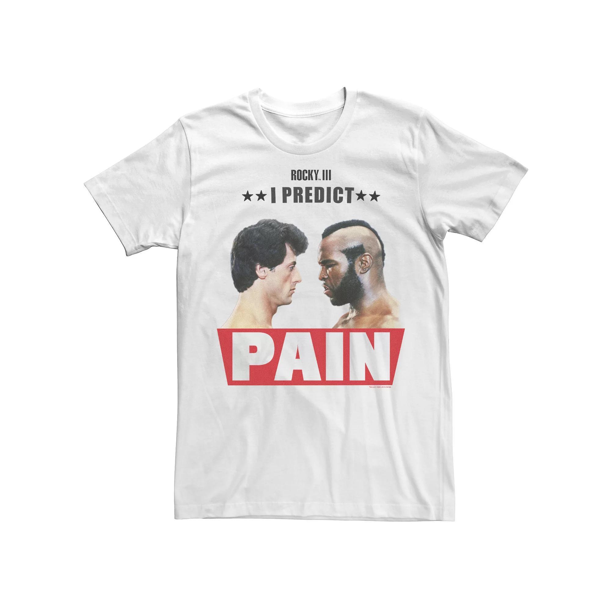 Men's Rocky 3 I Predict Pain Rocky And Clubber Face Off Portrait Tee, Size: Large, White Product Image