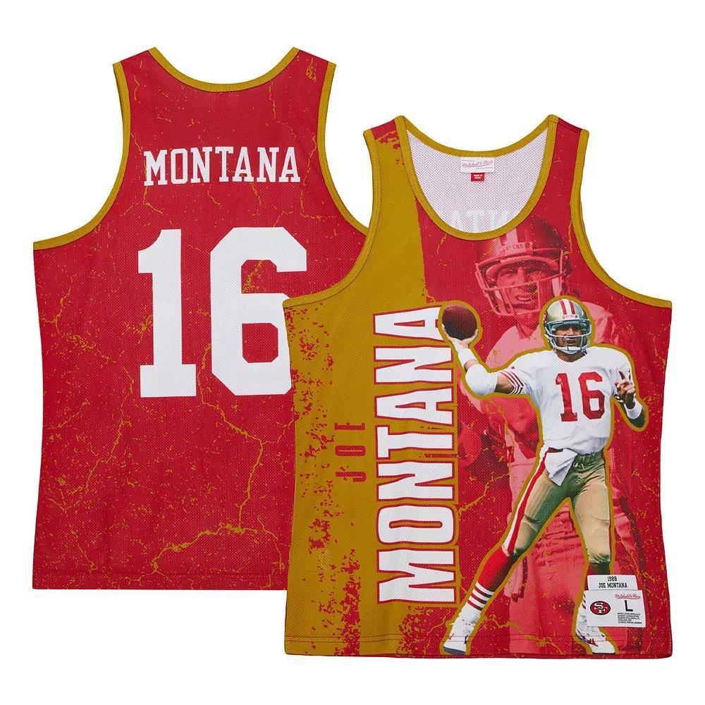 Men's Mitchell & Ness Joe Montana Scarlet San Francisco 49ers 1989 Player Burst Tank Top, Size: Small, Red Product Image