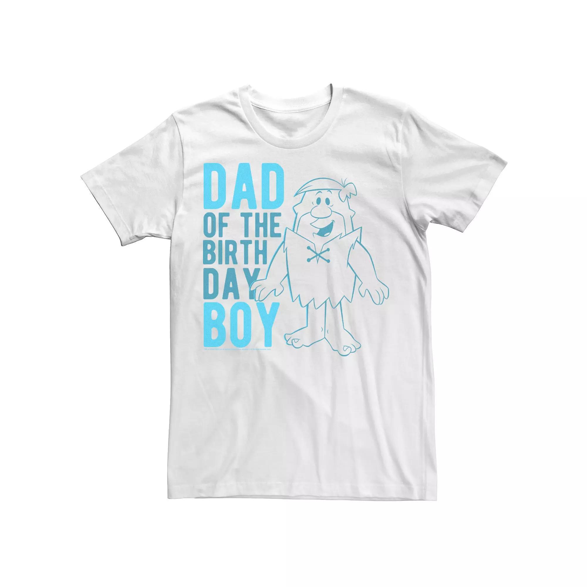 Men's Flinstons Barney Dad Of Birthday Boy Poster Tee, Size: XL, White Product Image