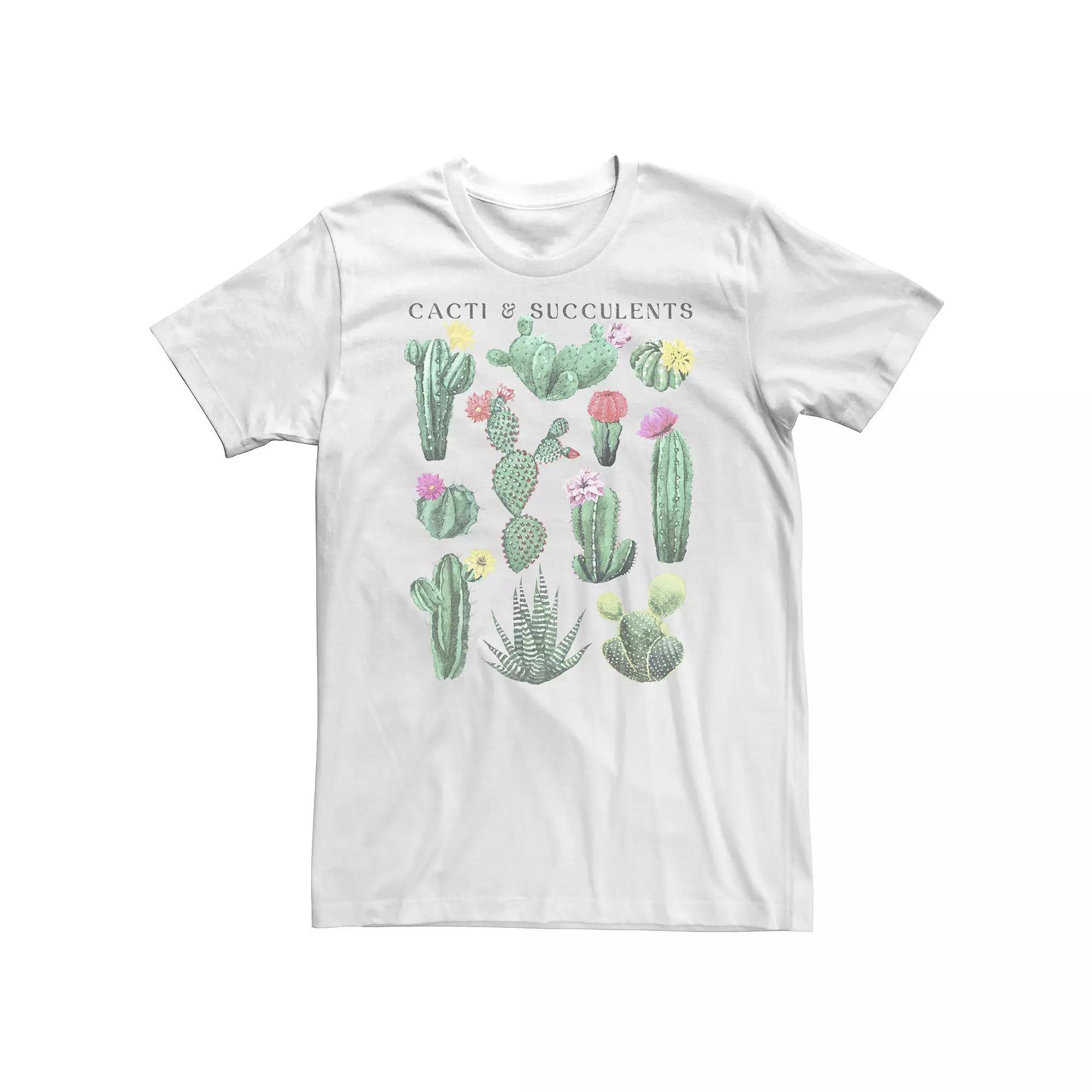 Big & Tall Trendy Botanical Cacti & Succulents Tee, Men's, Size: 4XL, White Product Image