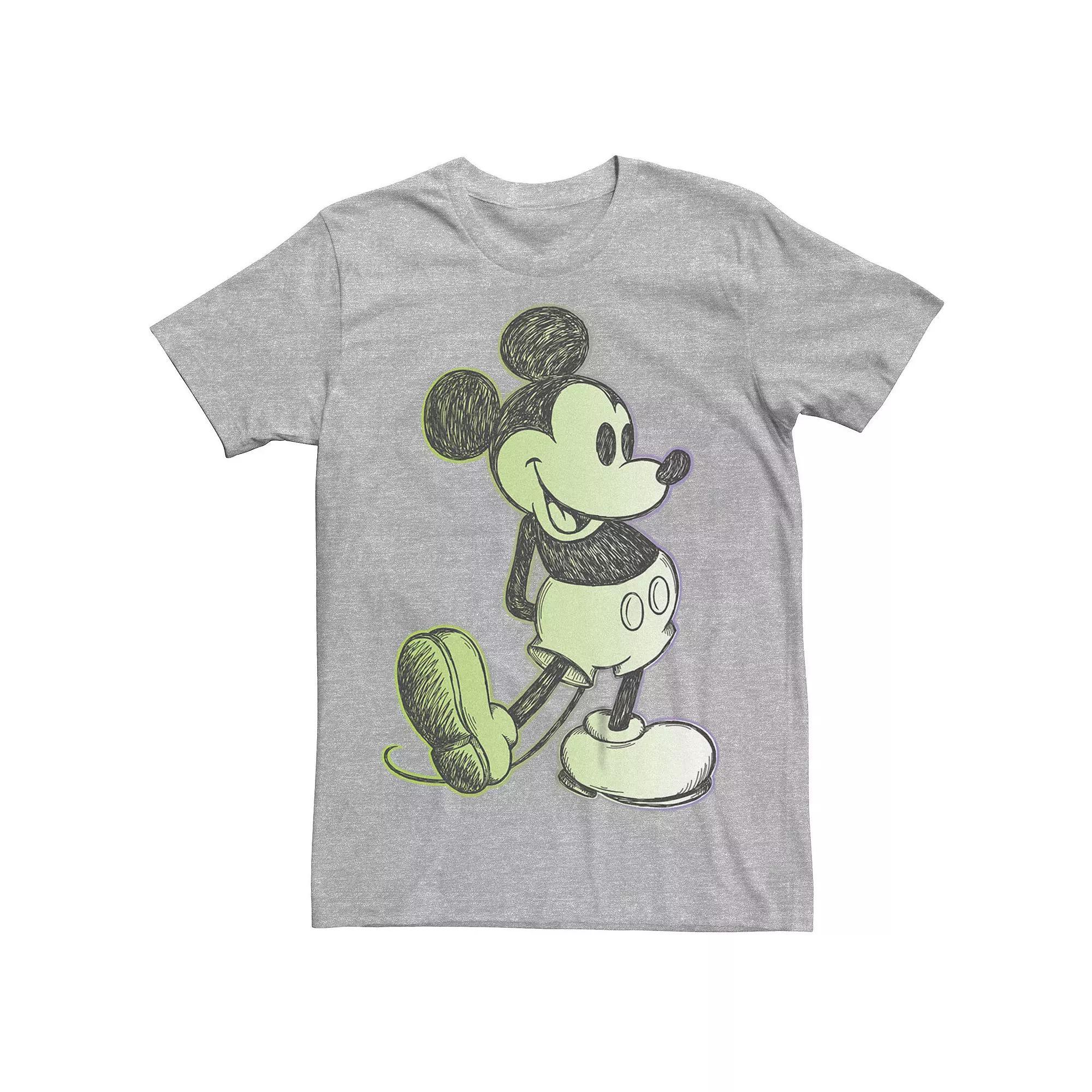 Big & Tall Disney Mickey Mouse Retro Sketch Graphic Tee, Men's, Size: 3XL Tall, Athletic Grey Product Image