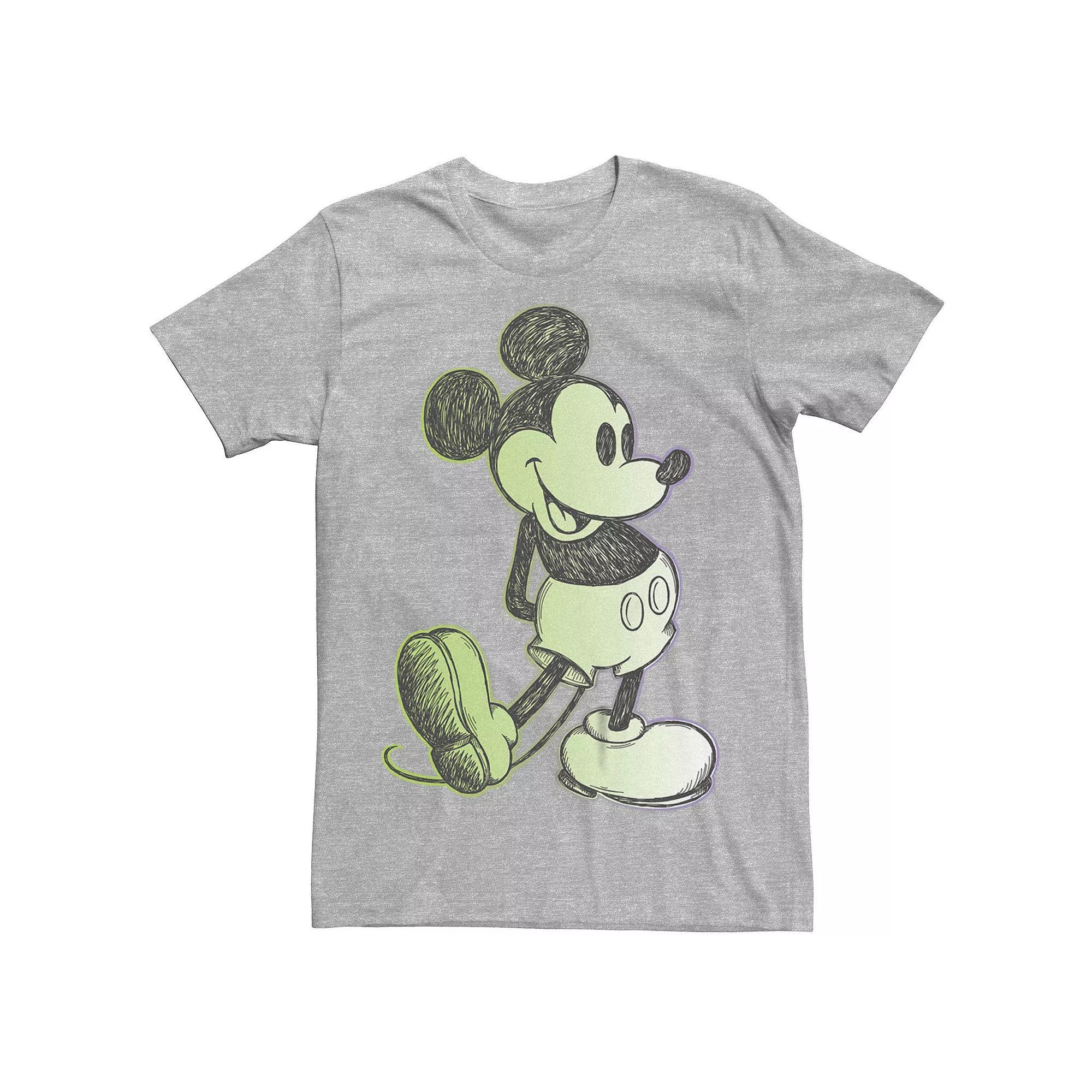 Big & Tall Disney Mickey Mouse Retro Sketch Graphic Tee, Men's, Size: 3XL Tall, Athletic Grey Product Image