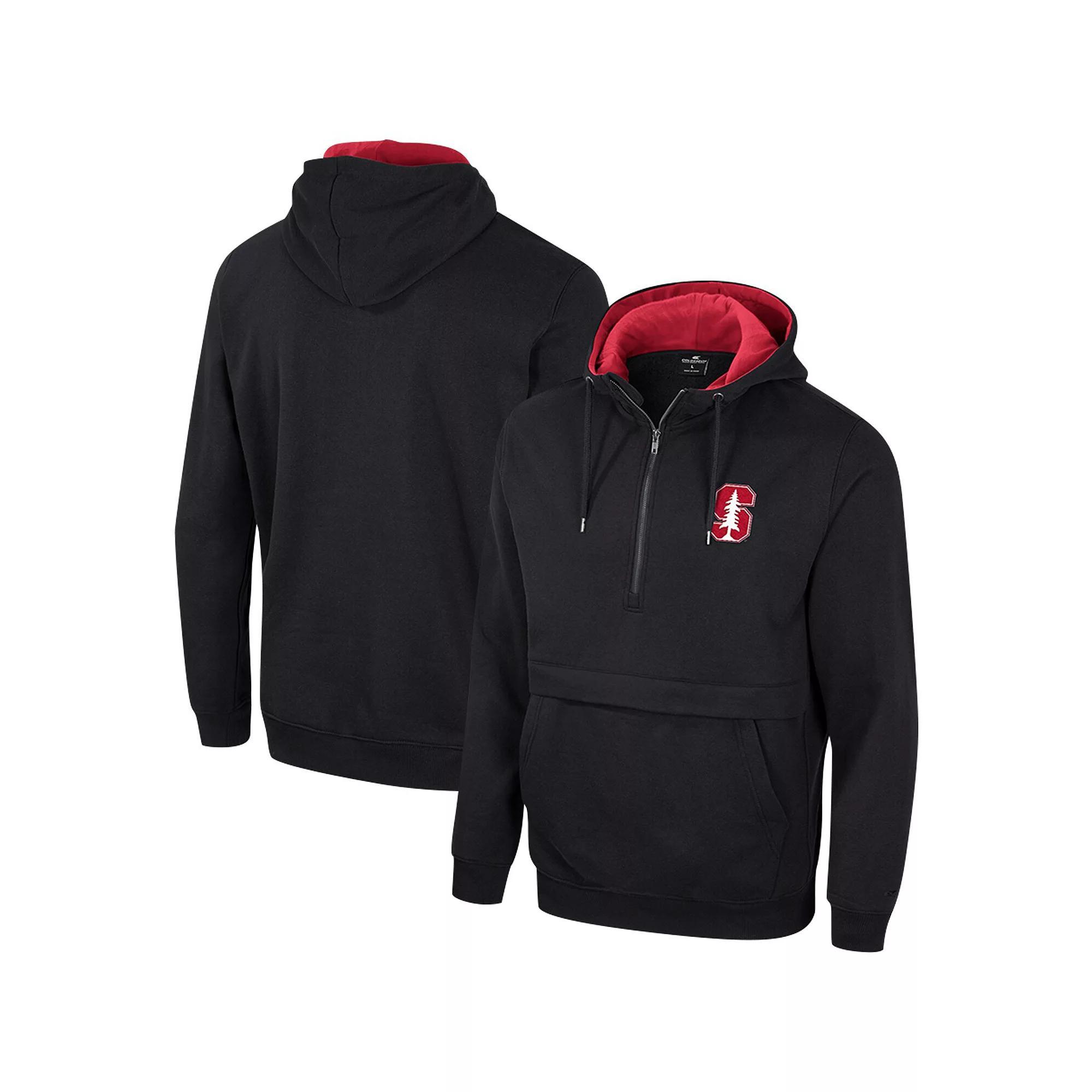Men's Colosseum Black Stanford Cardinal Half-Zip Hoodie, Size: 2XL Product Image