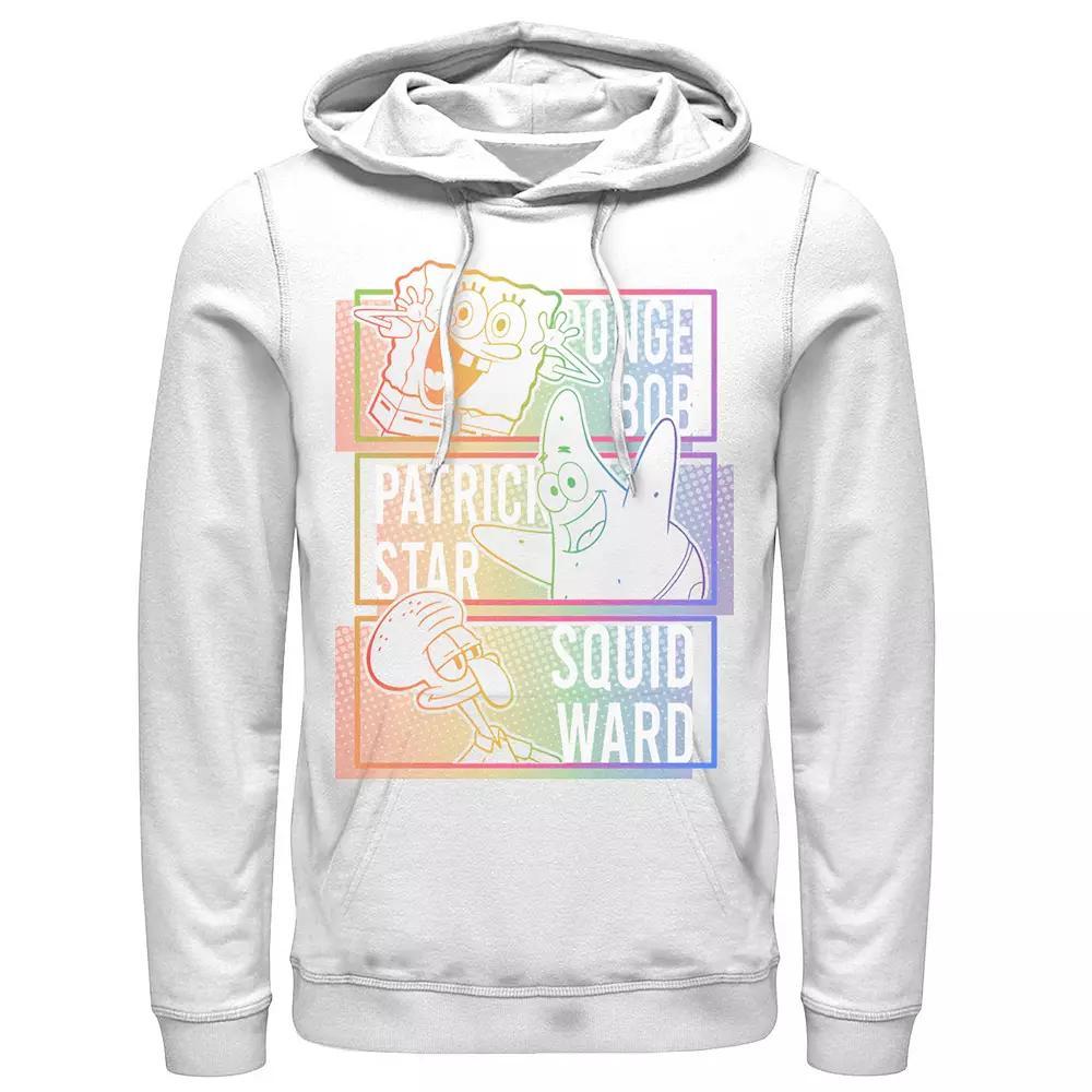 Men's Nickelodeon SpongeBob Patrick Squidward Rainbow Stack Hoodie, Size: Medium, White Product Image