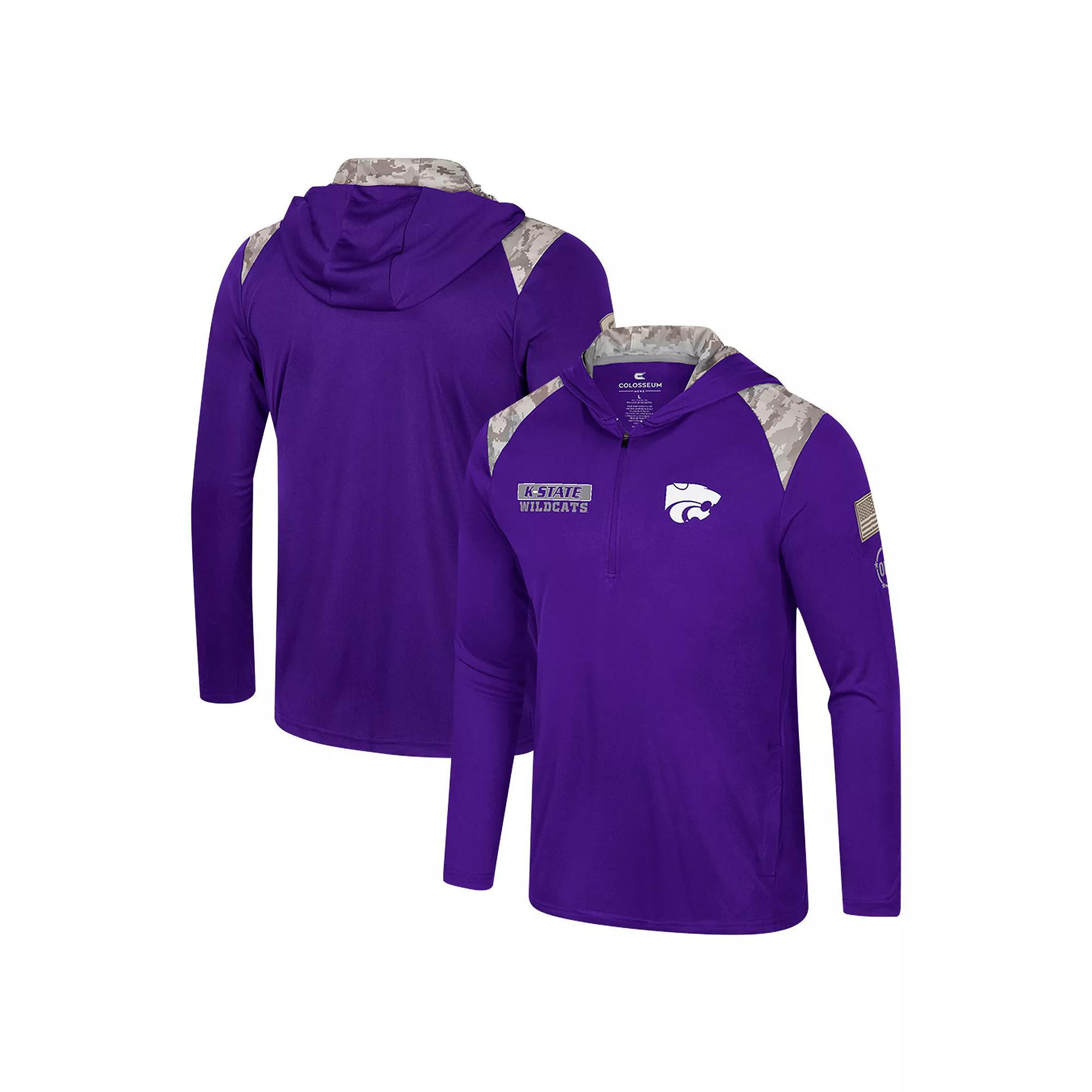 Men's Colosseum Purple Kansas State Wildcats OHT Military Appreciation Quarter-Zip Hoodie Jacket, Size: Medium Product Image