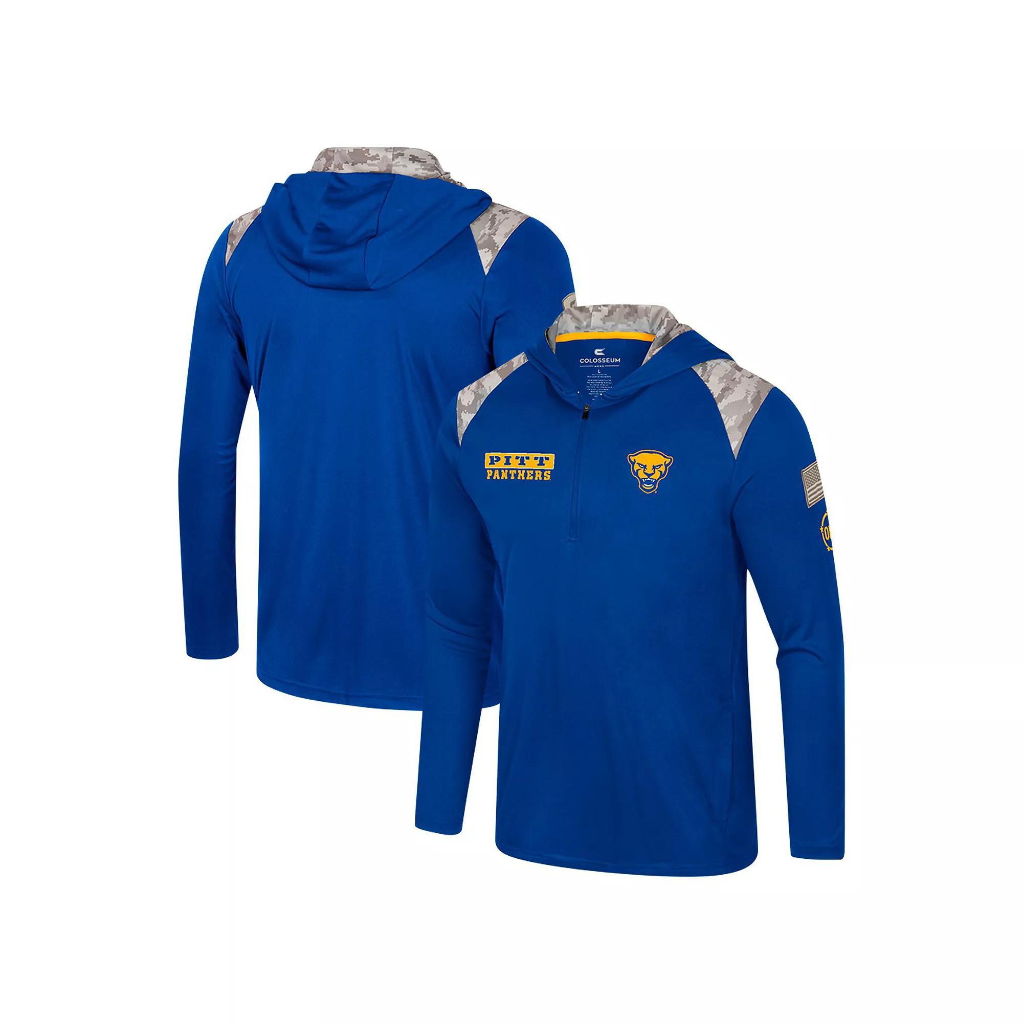 Men's Colosseum Royal Pitt Panthers OHT Military Appreciation Quarter-Zip Hoodie Jacket, Size: 3XL, Blue Product Image