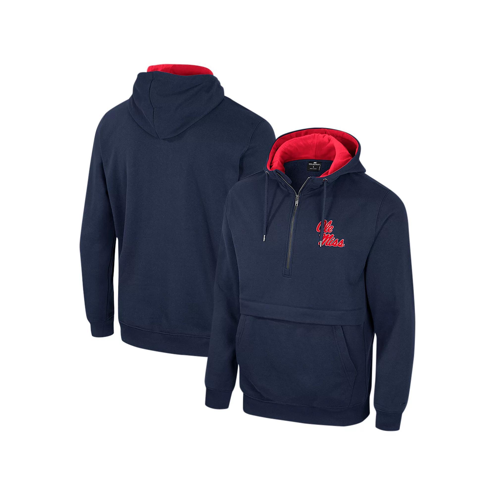 Men's Colosseum Navy Ole Miss Rebels Half-Zip Hoodie, Size: XL, Blue Product Image