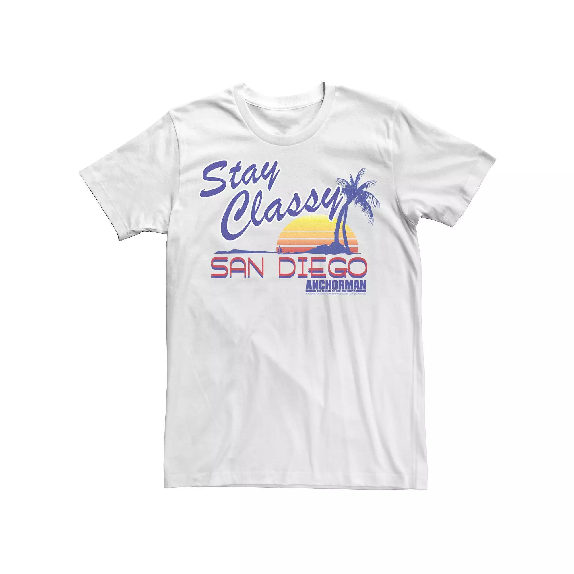 Men's Anchorman Stay Classy San Diego Sunset Graphic Tee, Size: XXL, White Product Image