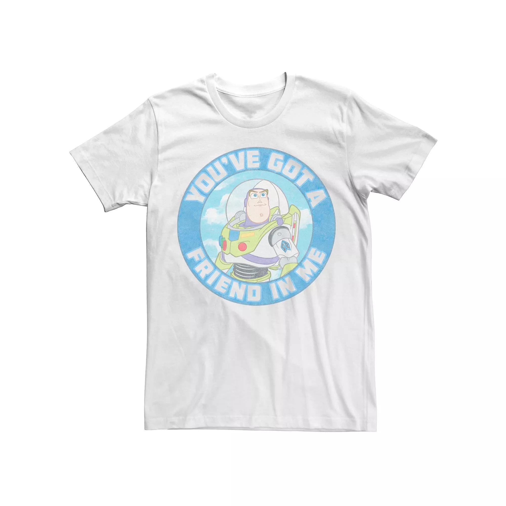 Men's Disney Pixar Toy Story Buzz Friend In Me Logo Graphic Tee, Size: Large, White Product Image