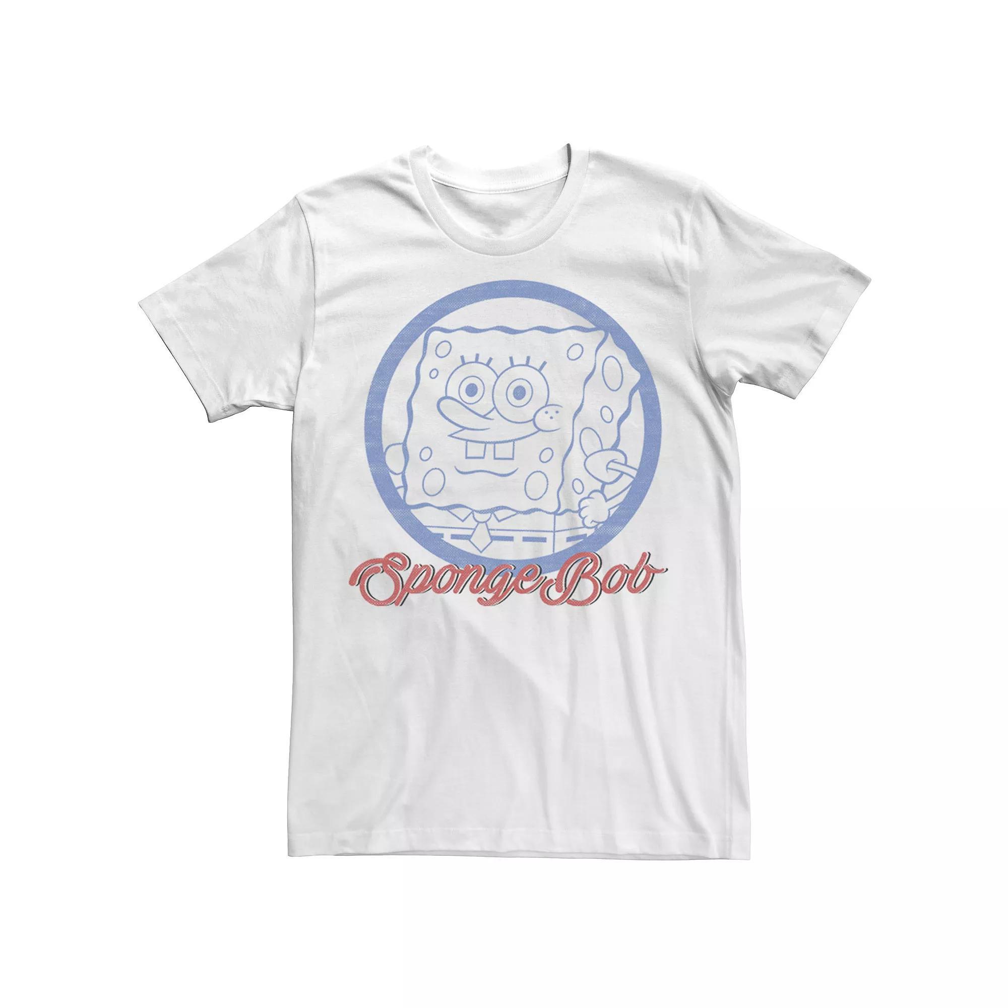 Men's Nickelodeon SpongeBob SquarePants Line Art Cursive Logo Portrait Graphic Tee, Size: Medium, White Product Image