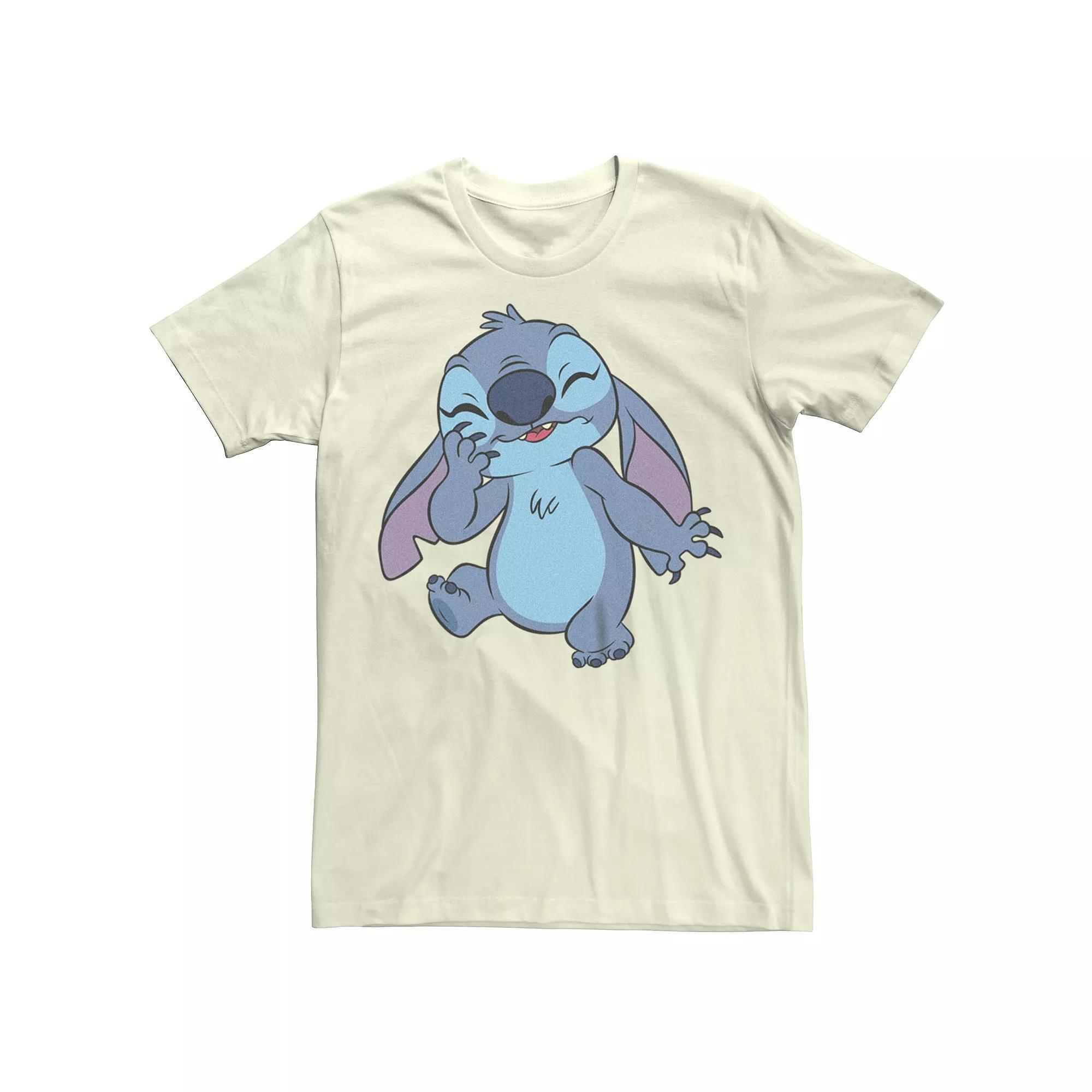 Disney's Lilo & Stitch Shy Stitch Juniors' Boyfriend Graphic Tee, Women's, Size: Medium, Natural Product Image