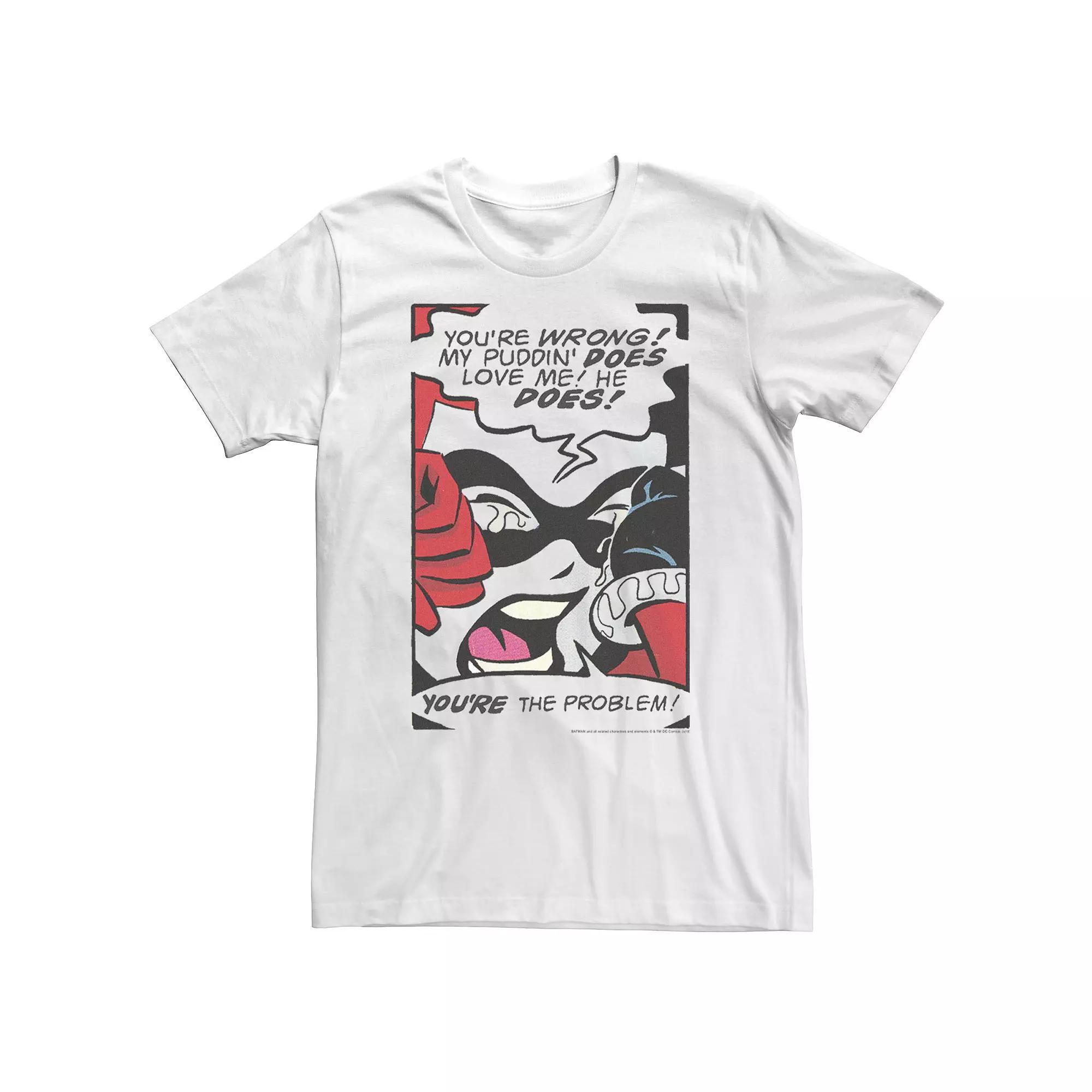 Big & Tall DC Comics Batman Harley Quinn Retro Comic Poster Tee, Men's, Size: 5XL, White Product Image