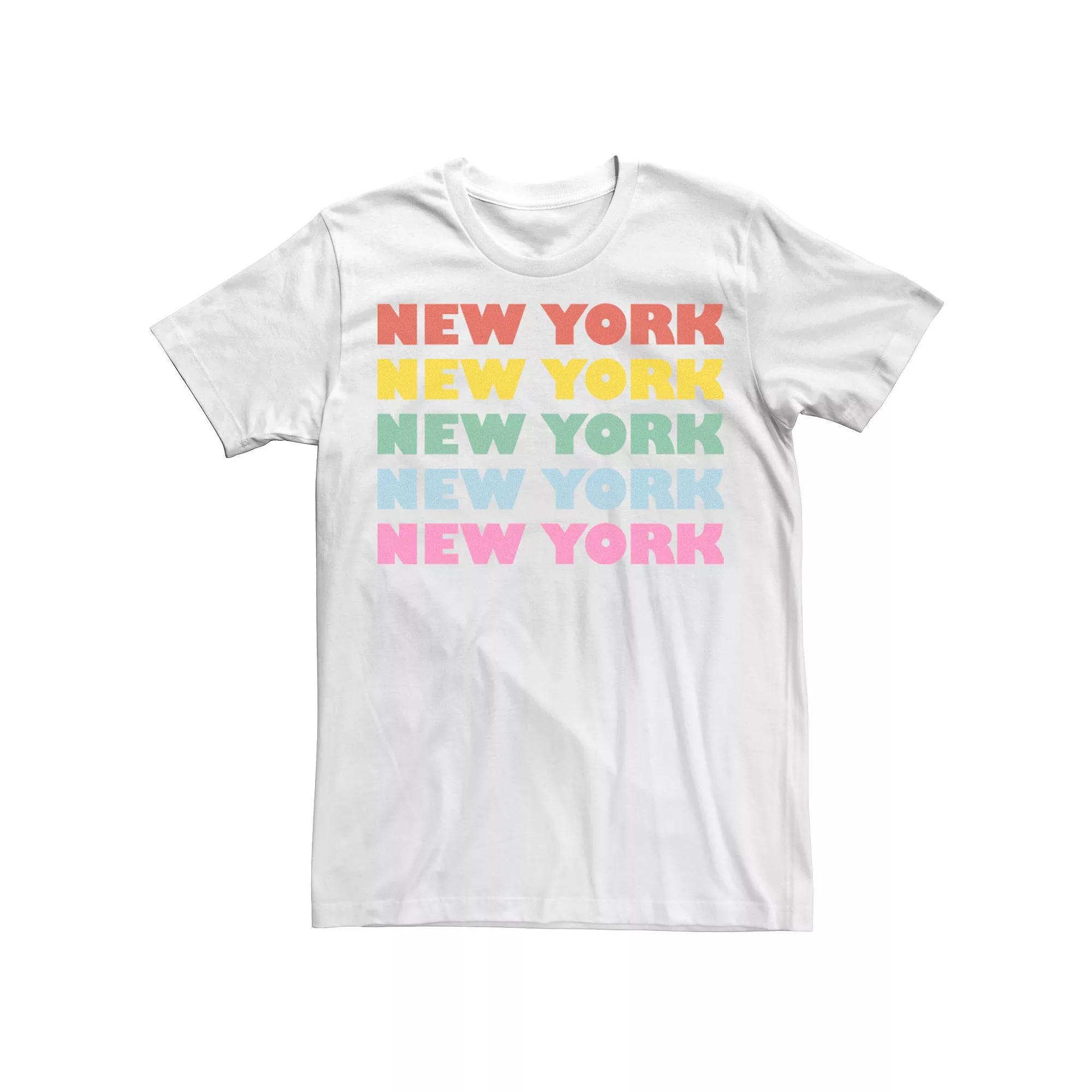Men's New York Solid Multicolor Stacked Design Tee, Size: 3XL, White Product Image