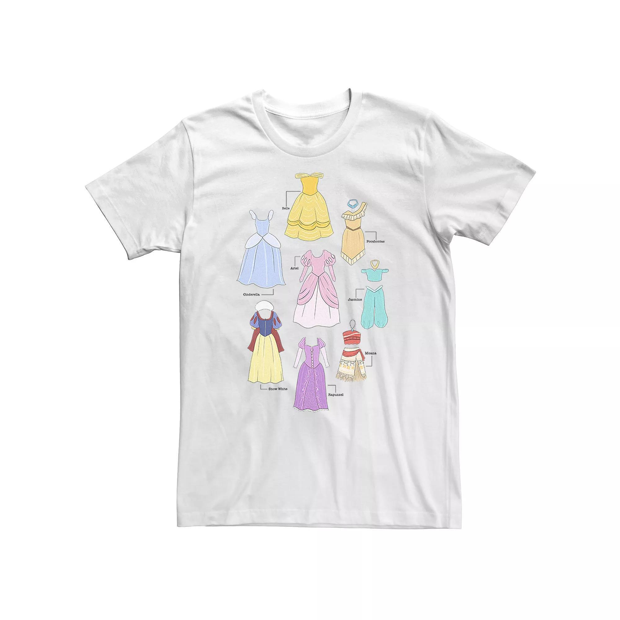 Big & Tall Disney Princess Textbook Dresses Tee, Men's, Size: 3XL, White Product Image