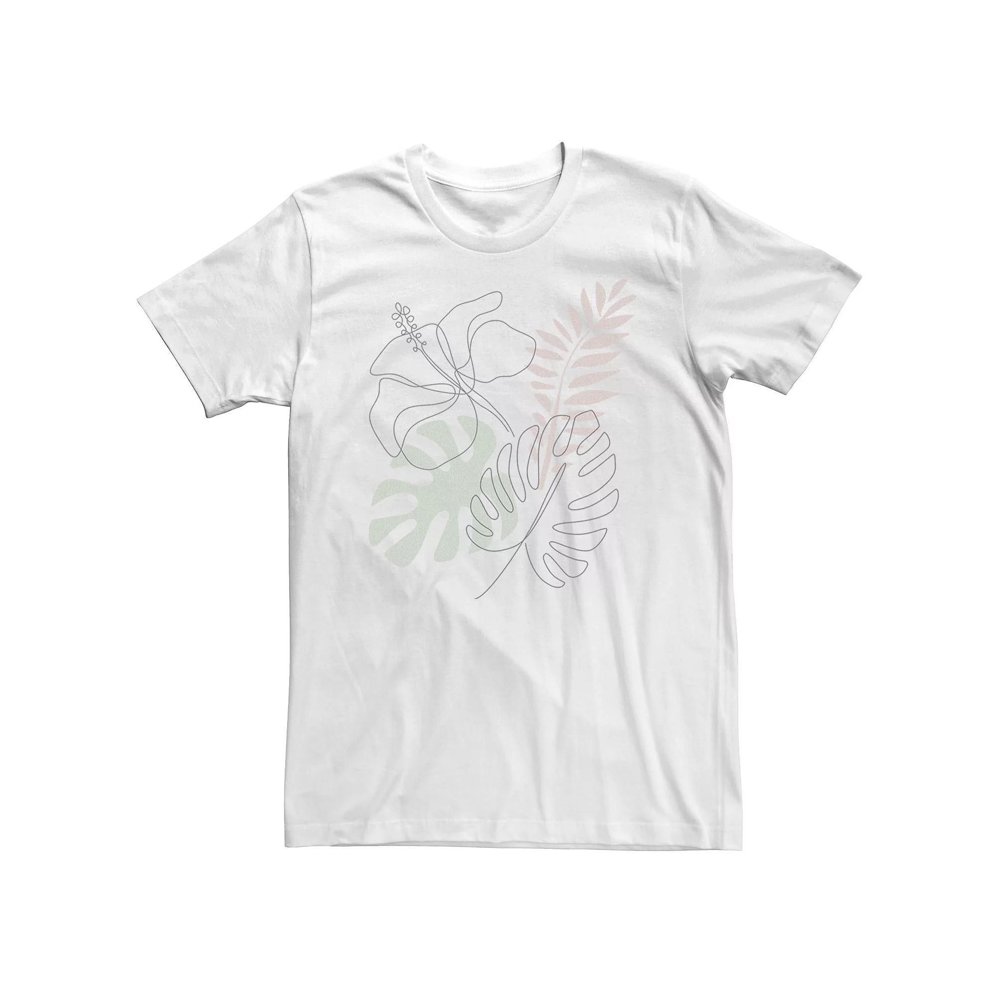 Big & Tall Trendy Tropical Outline Tee, Men's, Size: 4XLT, White Product Image