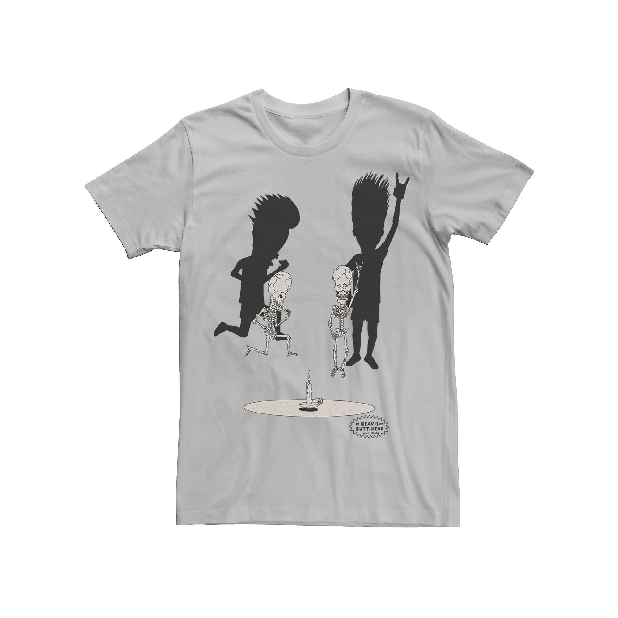 Men's Beavis and Butthead Skeletons Rocking Out Portrait Tee, Size: XXL, Red Grey Product Image